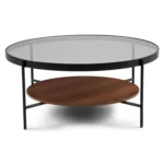 Vitri 36.5_ Glass Coffee Table - Walnut