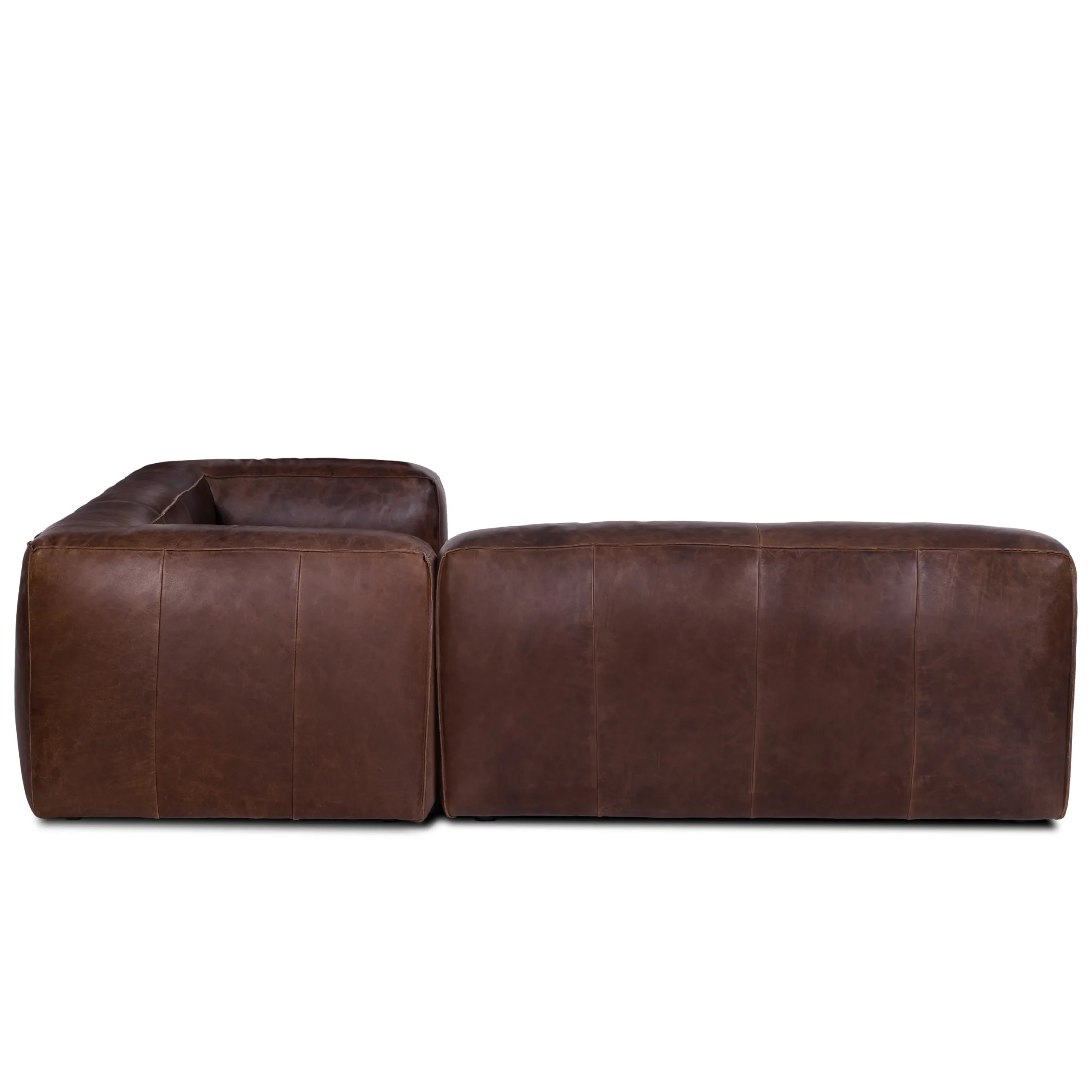 Cigar 94.5_ Leather Reversible Sectional - Indiana Brown - Image 5