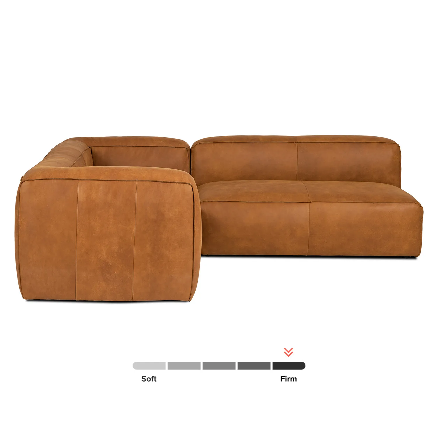 Cigar 94.5_ Leather Reversible Sectional - Rawhide Tan - Image 5