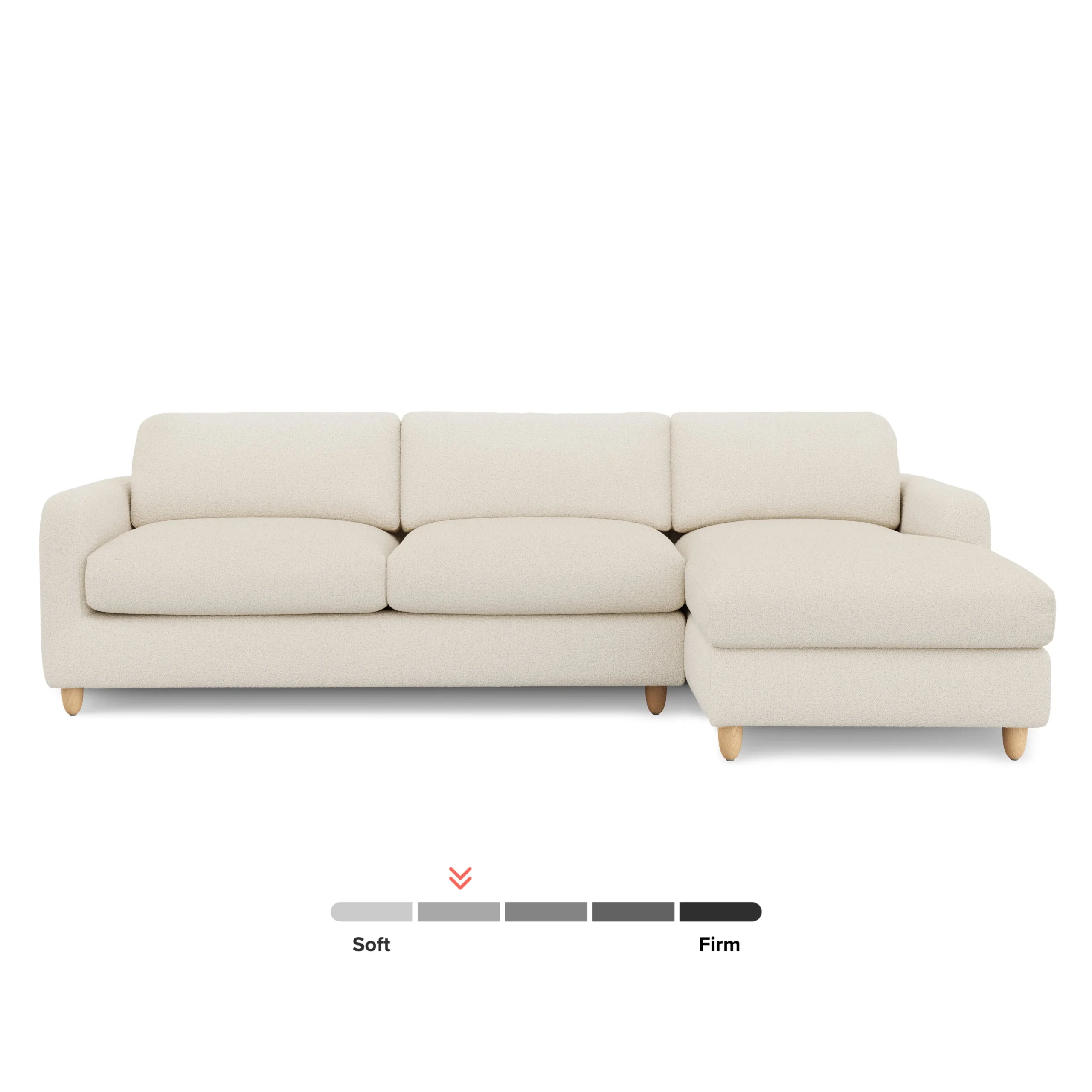 Vati 114_ Right Storage Sleeper Sectional - Natural Oak and Ivory Wool Bouclé - Image 5