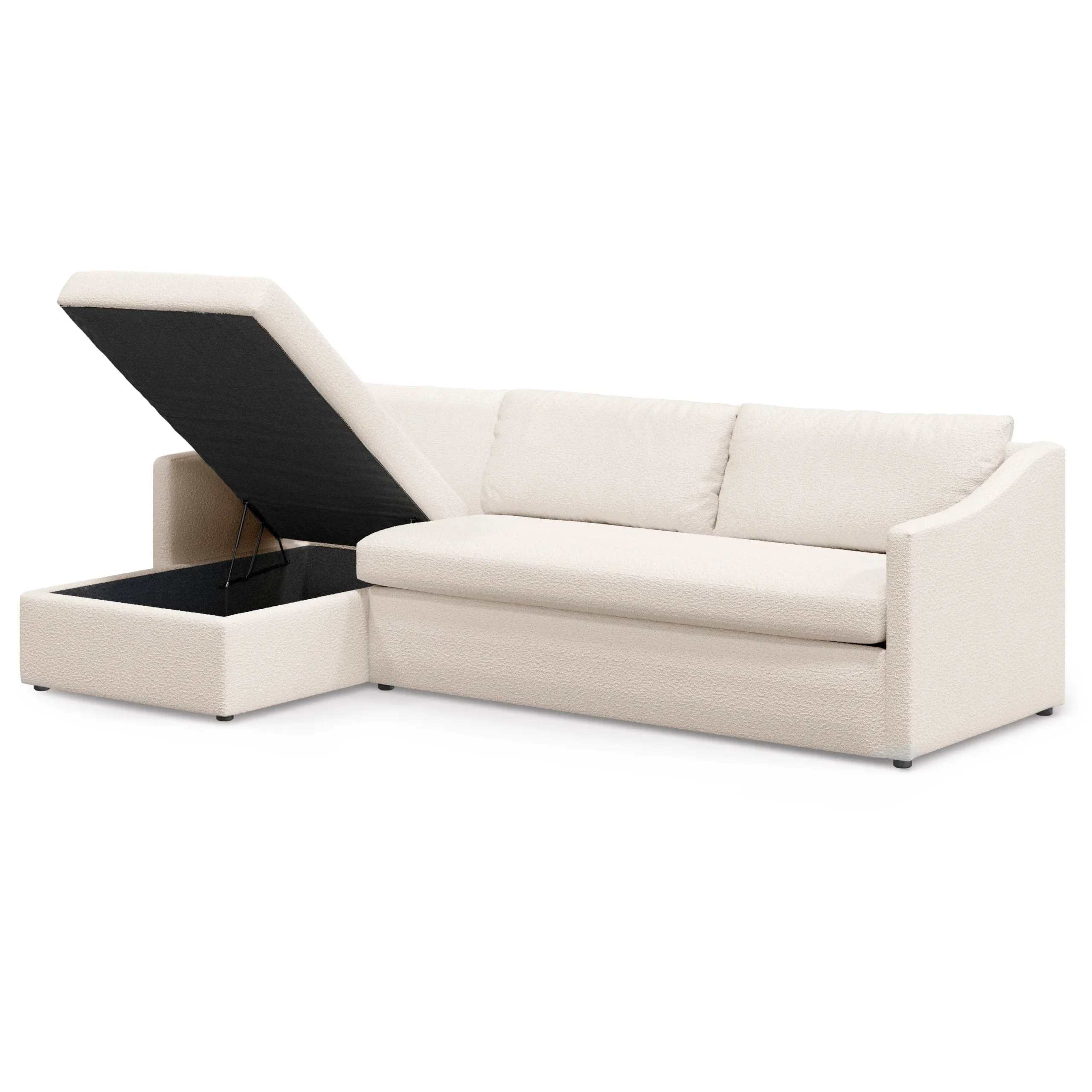 Landry 109_ Left Storage Sleeper Sectional - Ivory Wool Bouclé - Image 5