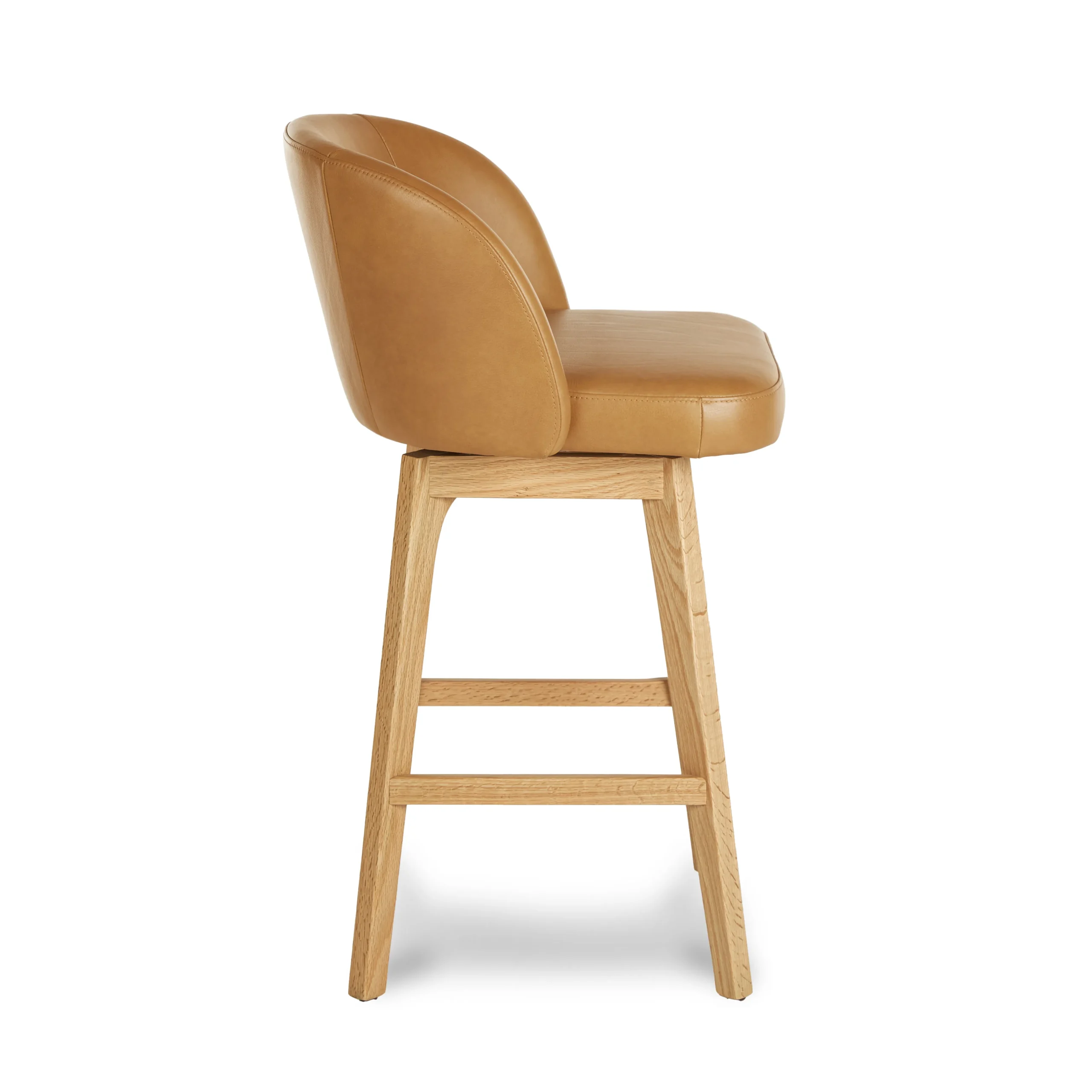 Alta Leather Swivel Counter Stool - Light Oak and Taos Tan - Image 5