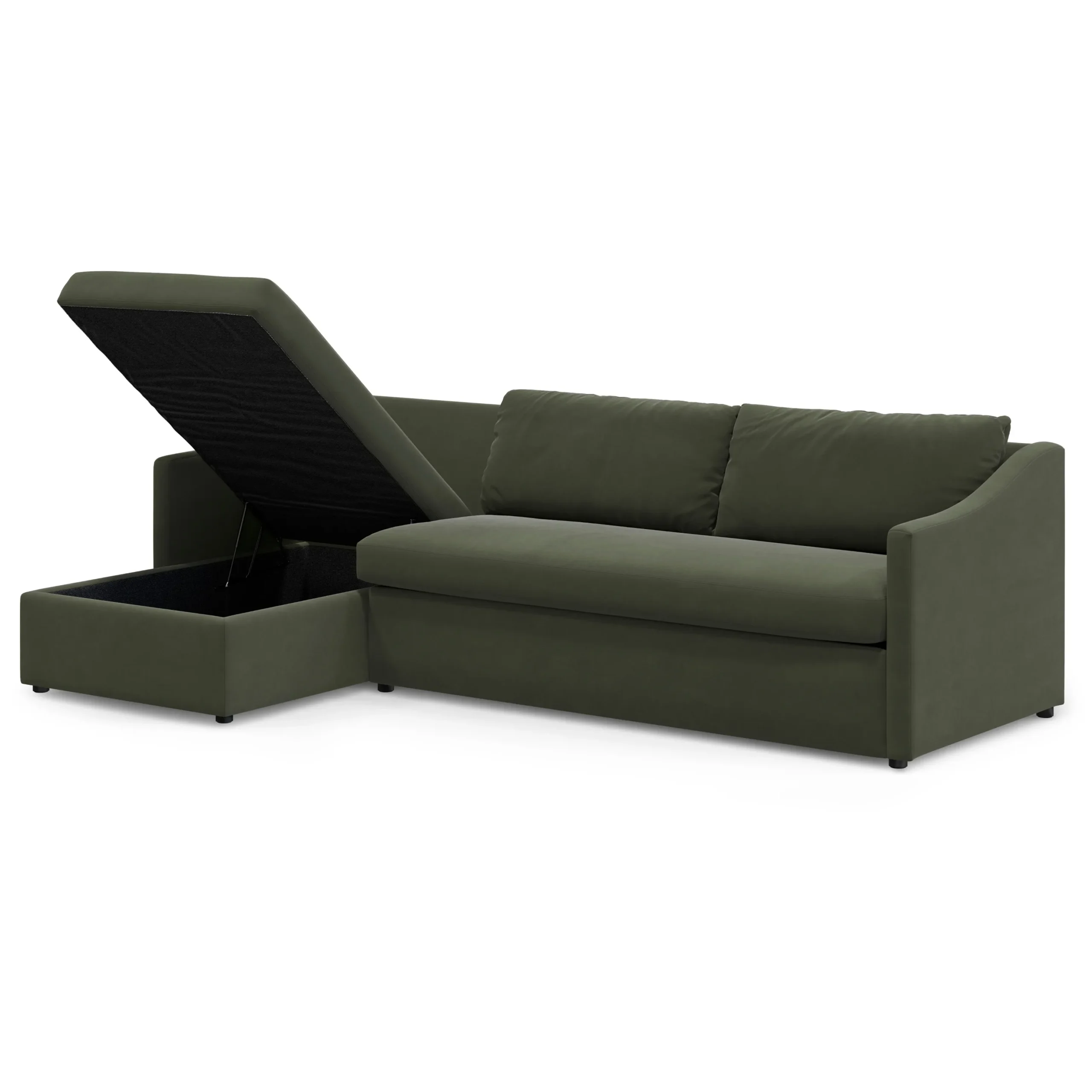 Landry 109_ Velvet Left Storage Sleeper Sectional - Hale Fir Green - Image 5
