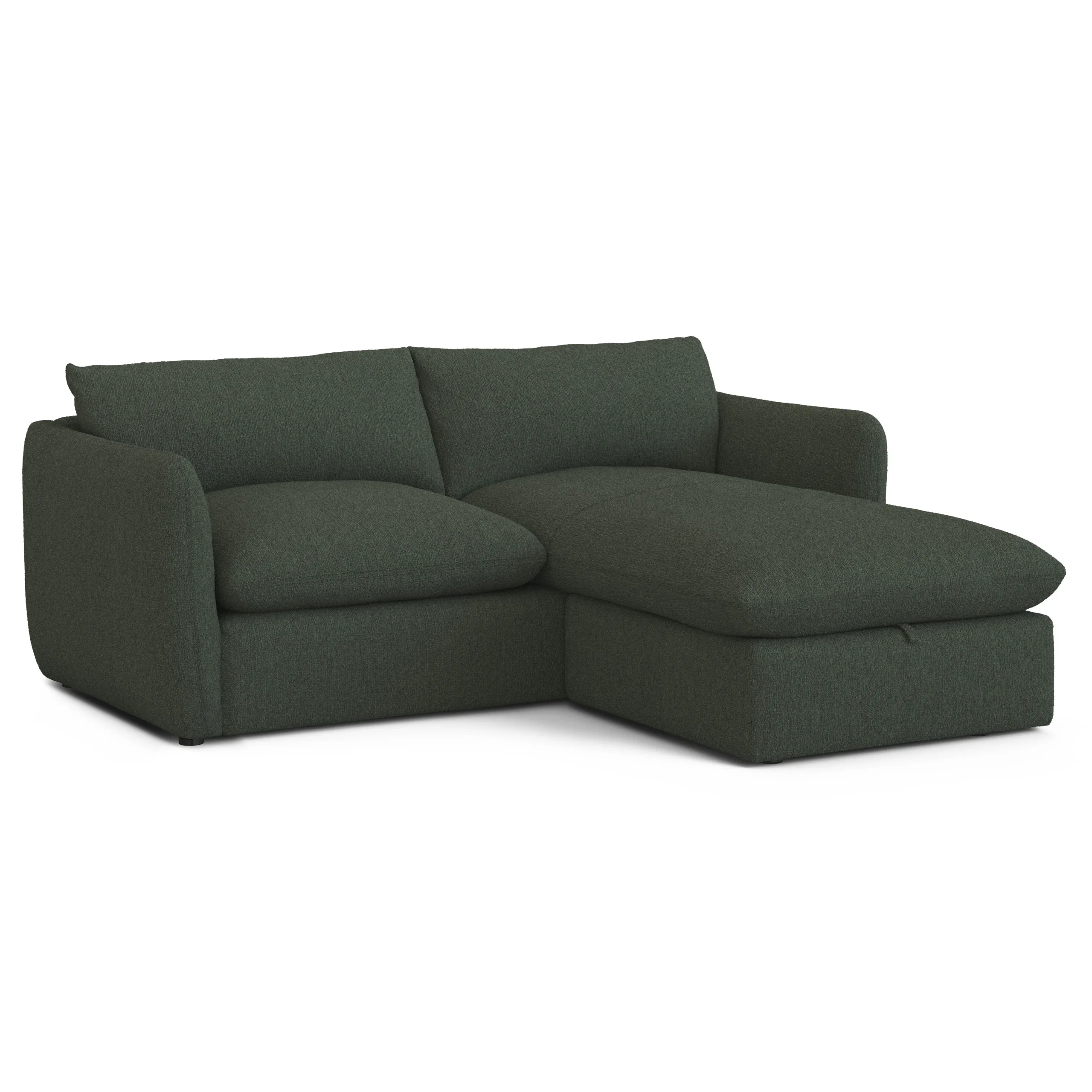 Leigh 86_ Reversible Storage Sectional - Green Wool Bouclé - Image 5