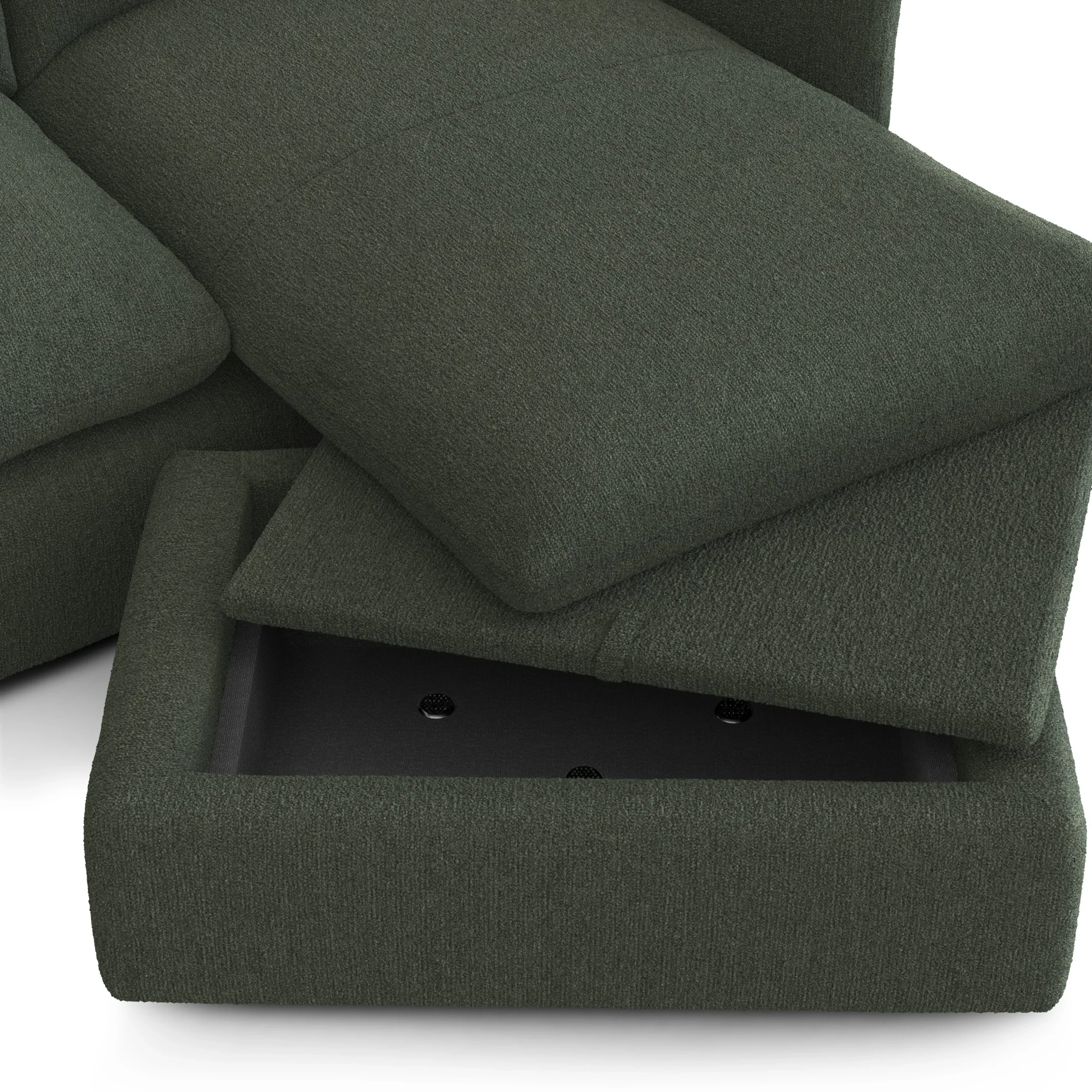 Leigh 86_ Reversible Storage Sleeper Sectional - Green Wool Bouclé - Image 5