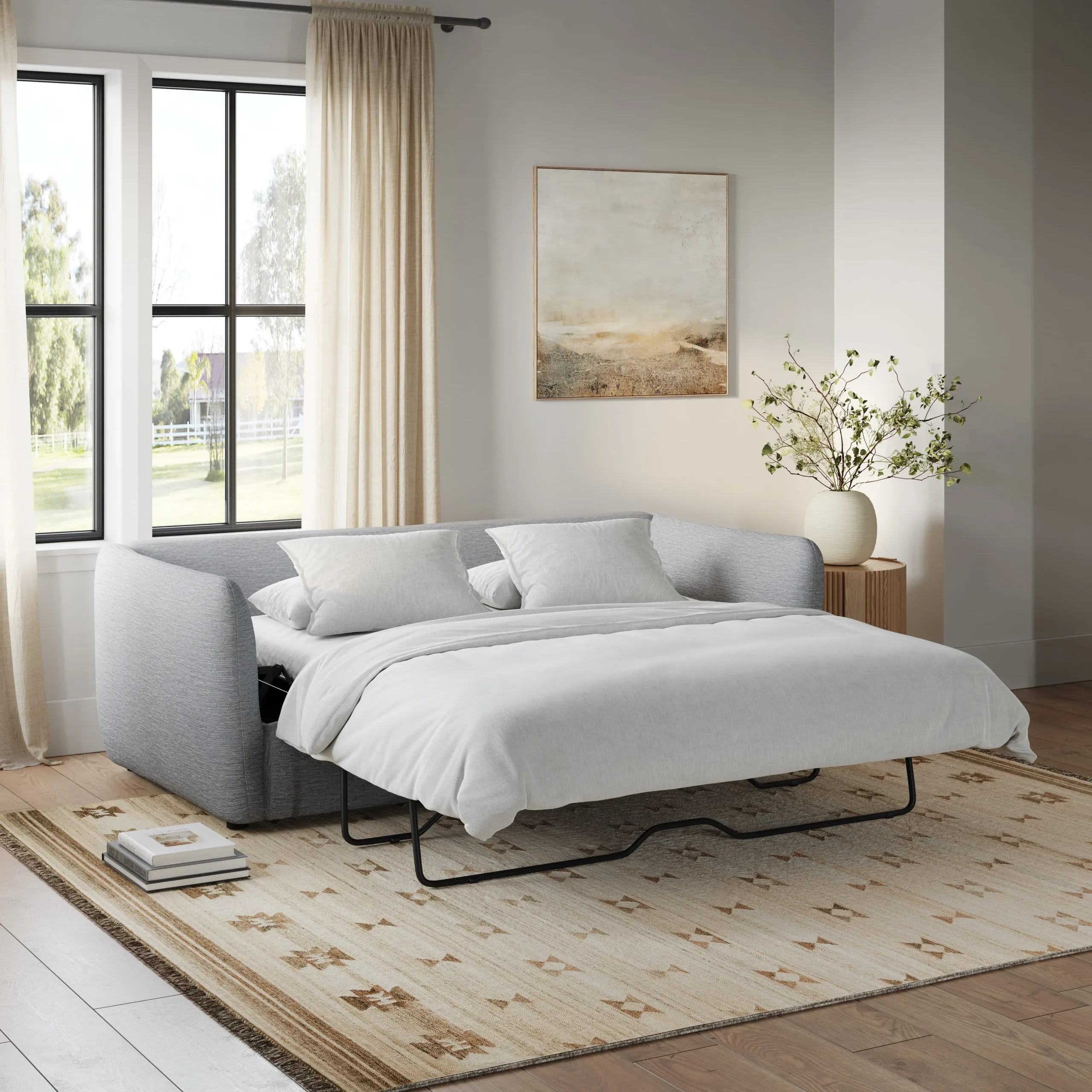 Leigh 86_ Reversible Storage Sleeper Sectional - Silver Light Blue