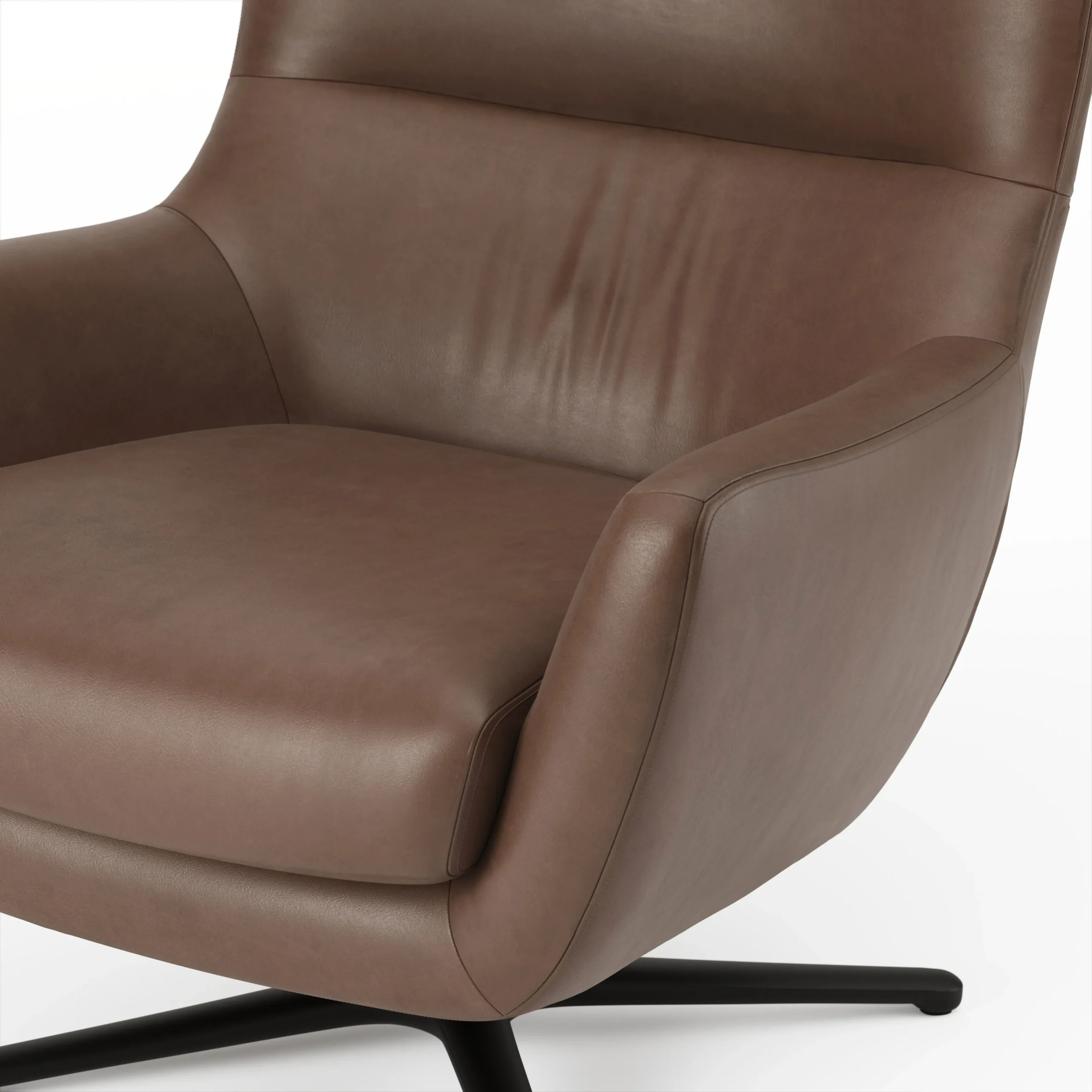 Agga 31_ Leather Swivel Lounge Chair - Charme Chocolat - Image 5