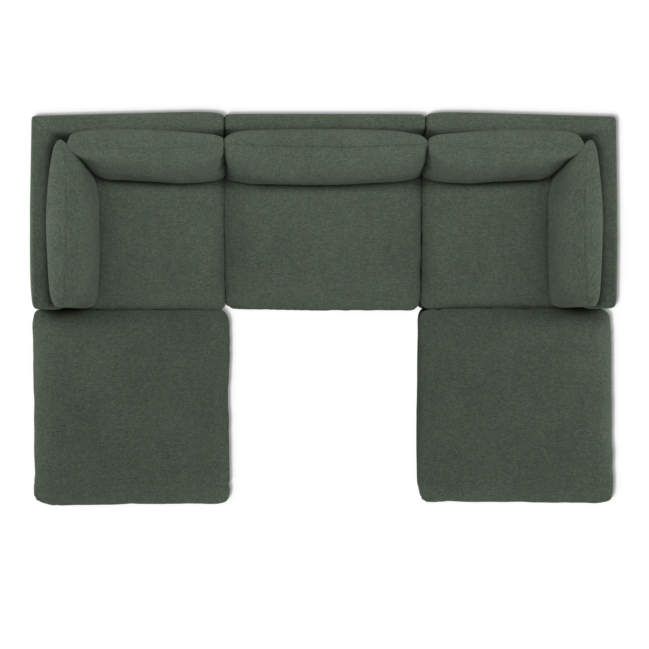 Leigh 121.5_ Modular 3-Seater U-Shaped Sectional - Green Wool Bouclé - Image 5