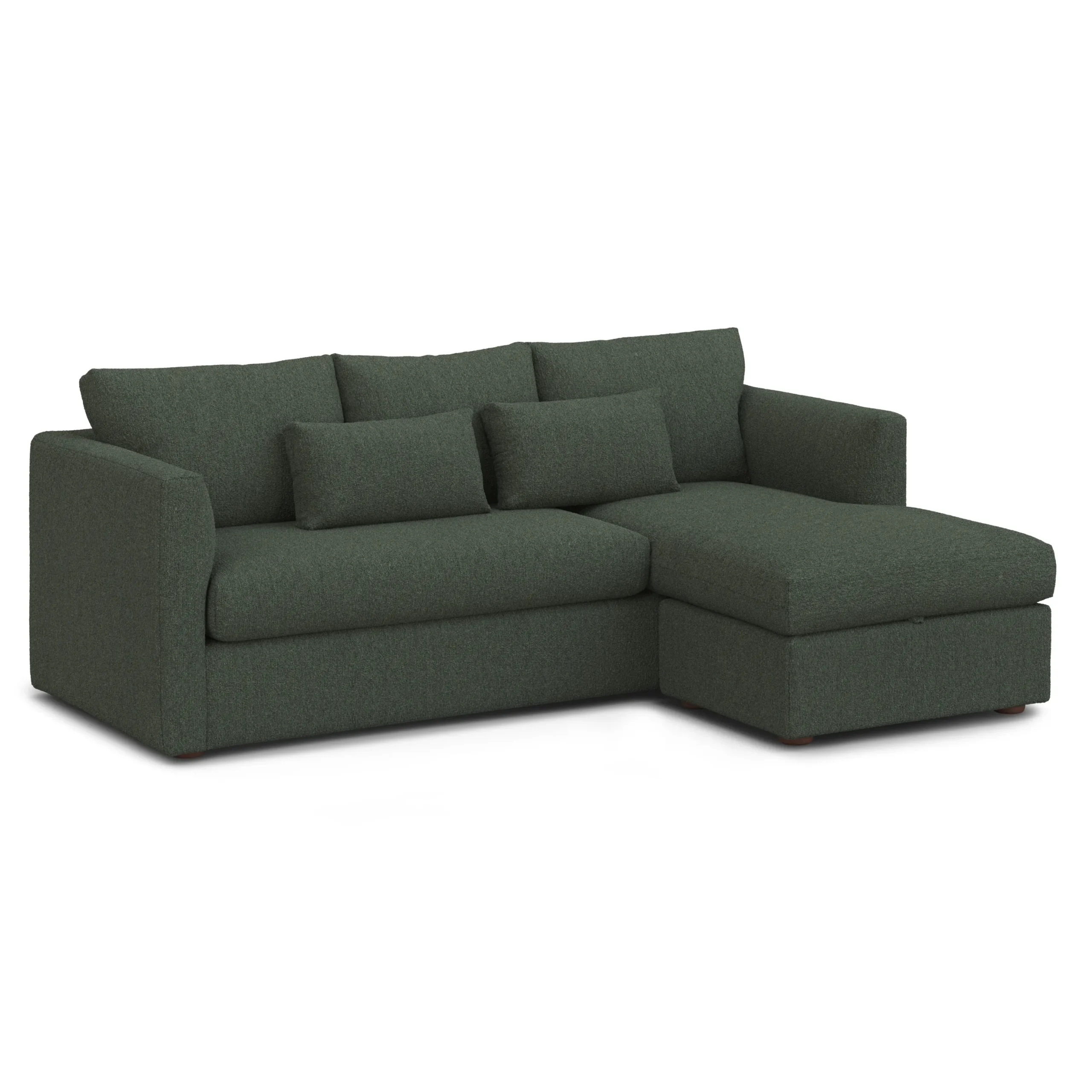 Marina 90_ Reversible Storage Sectional - Green Wool Bouclé - Image 5