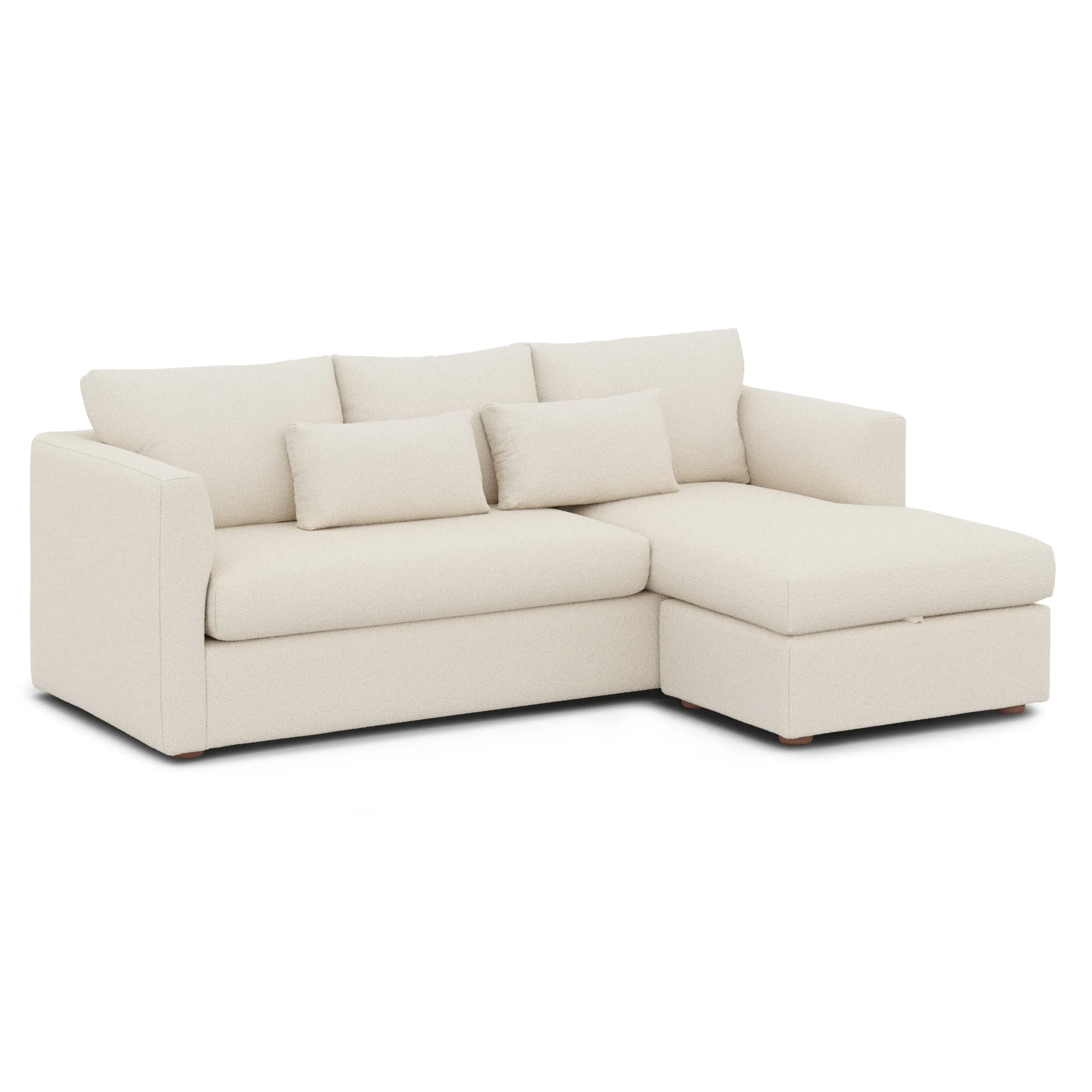 Marina 90_ Reversible Storage Sectional - Ivory Wool Bouclé - Image 5