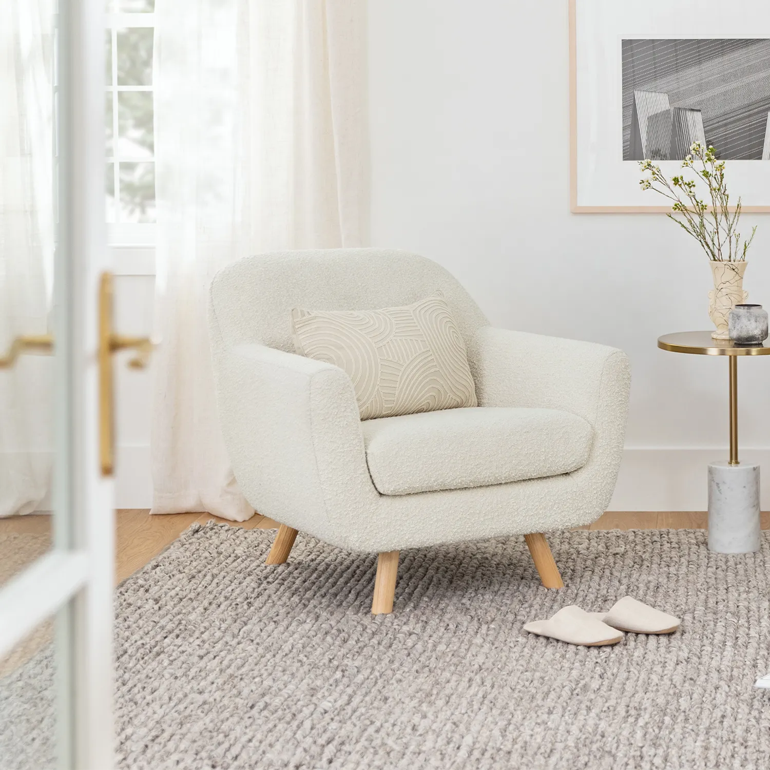 Gabriola 34_ Lounge Chair - Ivory Bouclé - Image 17