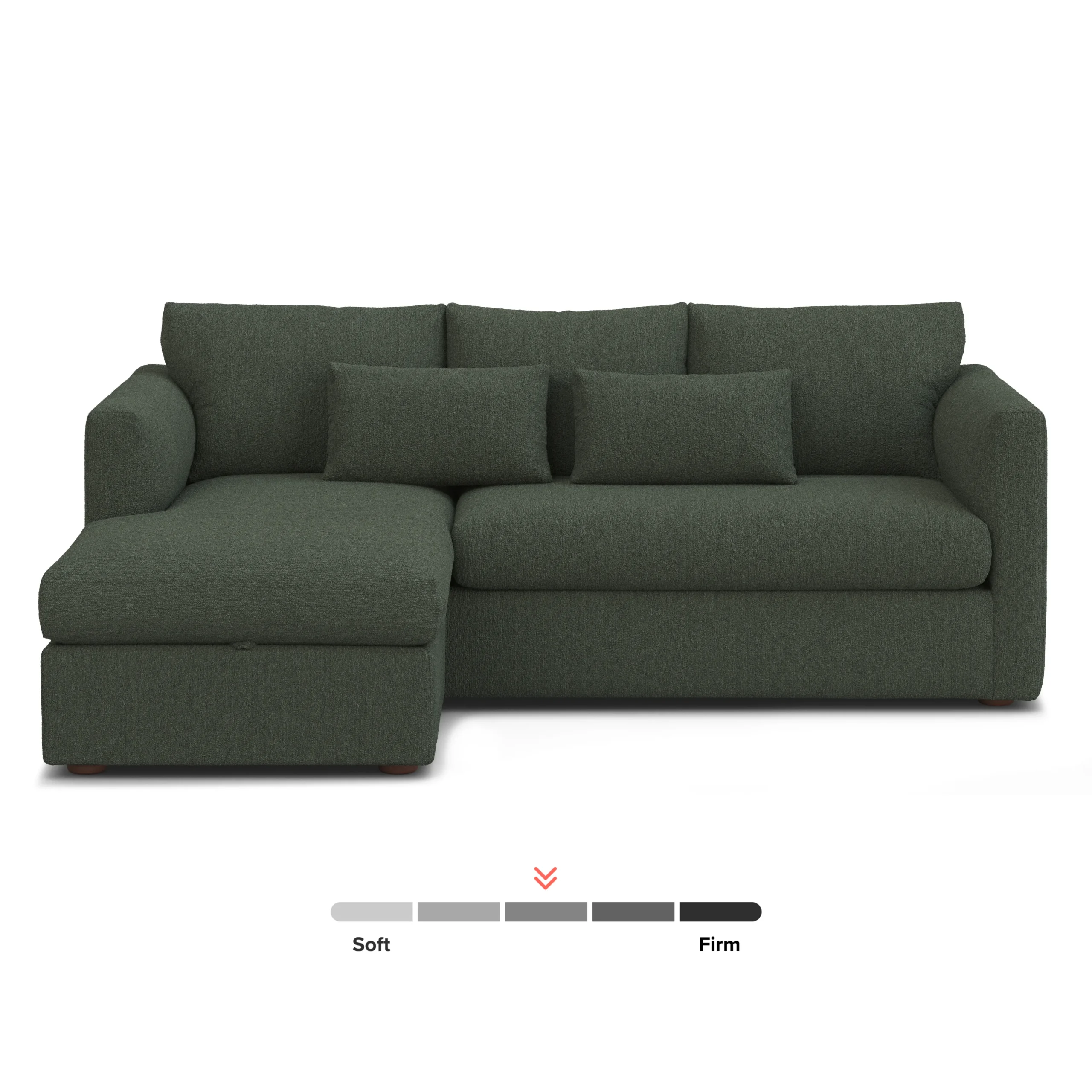 Marina 90_ Reversible Storage Sleeper Sectional - Green Wool Bouclé - Image 5