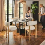 Munk Dining Chair - White Oak and Ivory Wool Bouclé