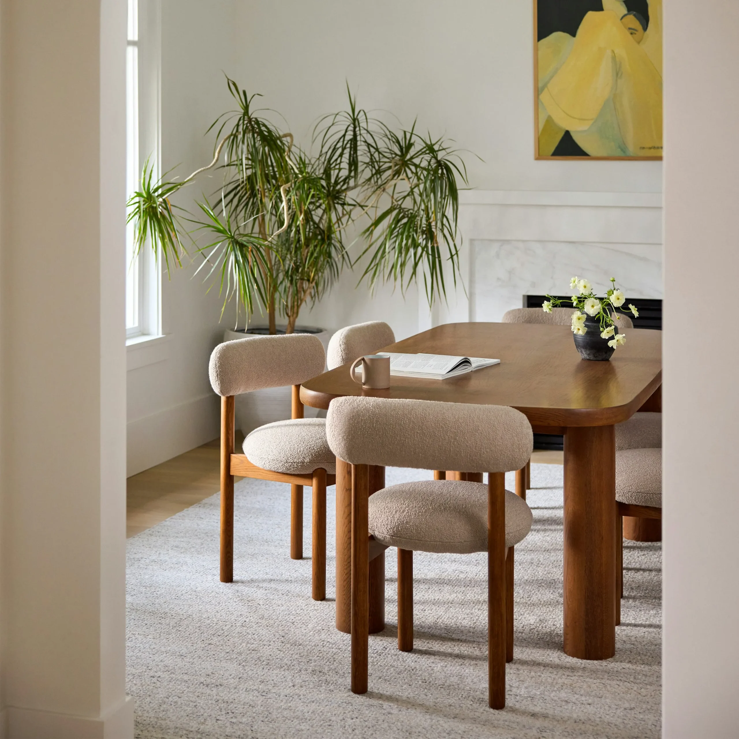 Munk Dining Chair - Smoked Oak and Sandstone Wool Bouclé - Image 5