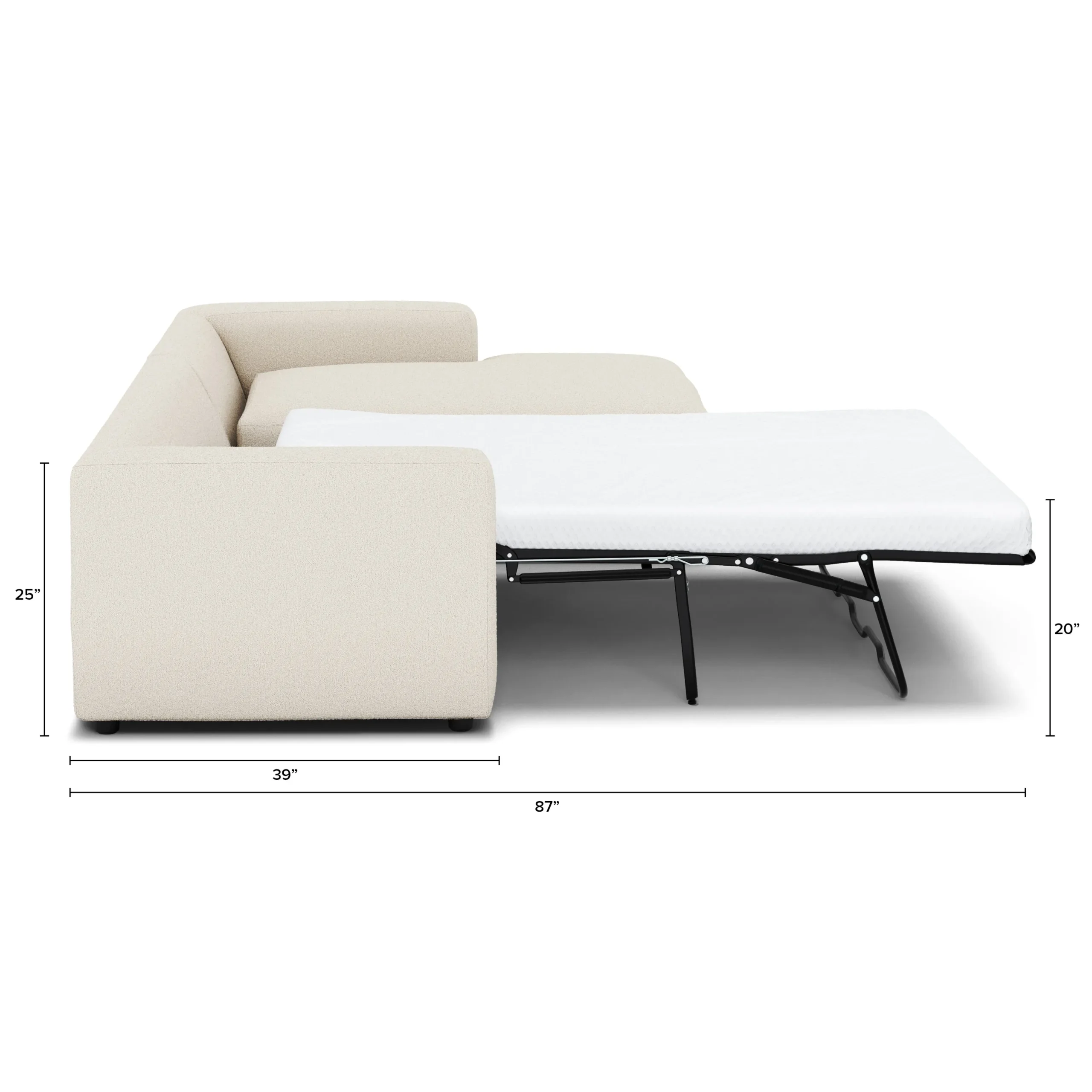 Riley 118_ Right Storage Sleeper Sectional - Ivory Wool Bouclé - Image 3