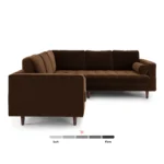 Sven 91_ Tufted Velvet Corner Sectional - Plush Pacific Brown