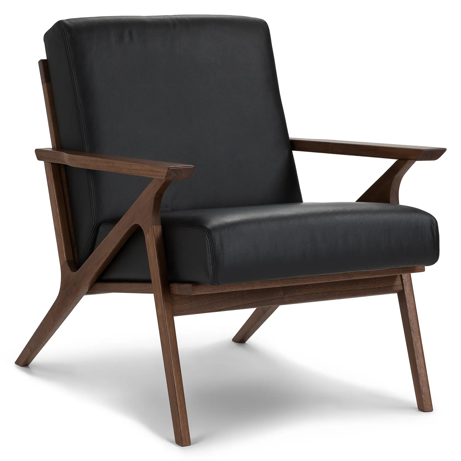 Otio 26_ Leather Lounge Chair - Walnut and Black - Image 14
