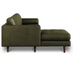 Sven 100_ Tufted Leather Left Sectional - Charme Green