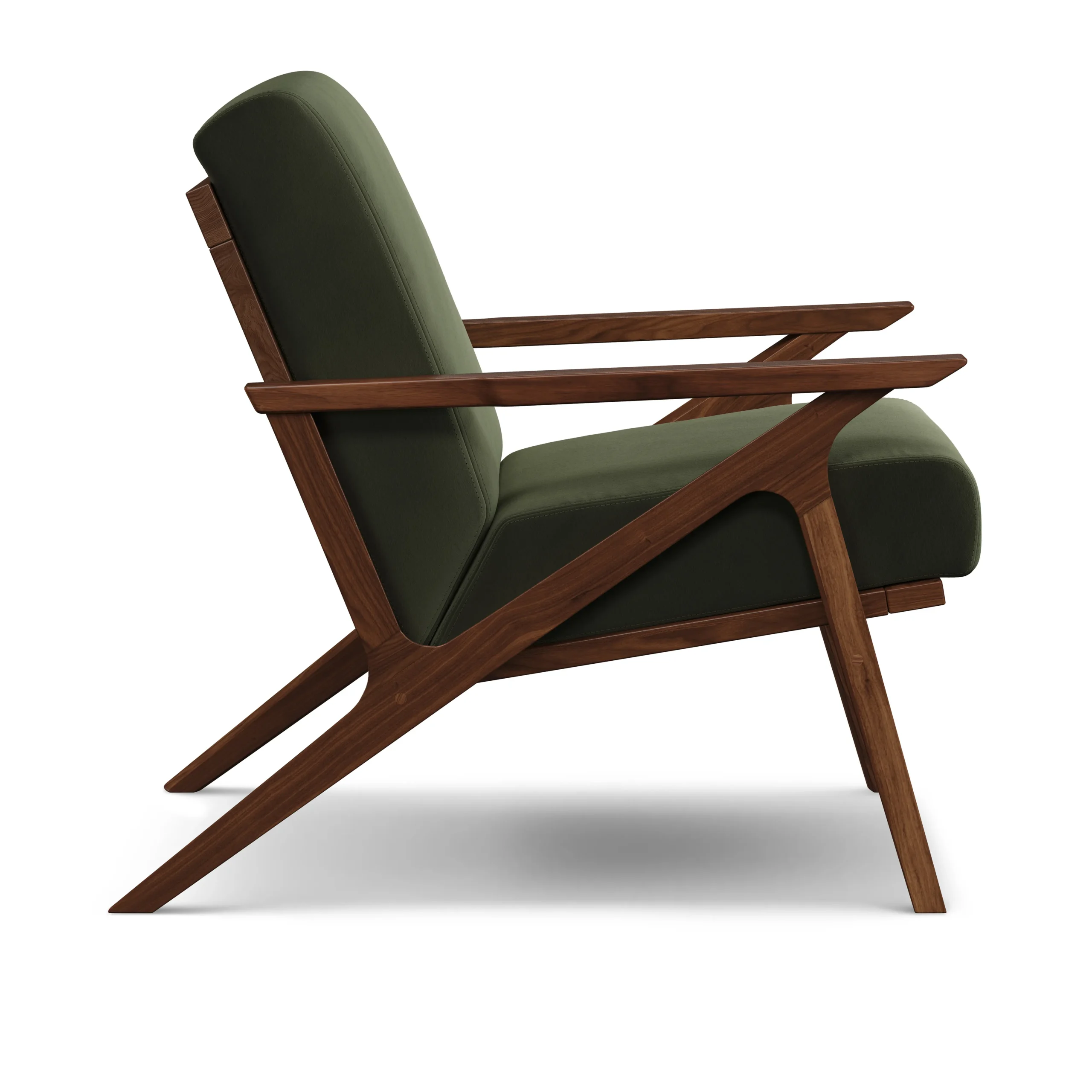 Otio 26_ Velvet Lounge Chair - Walnut and Hale Fir Green - Image 9