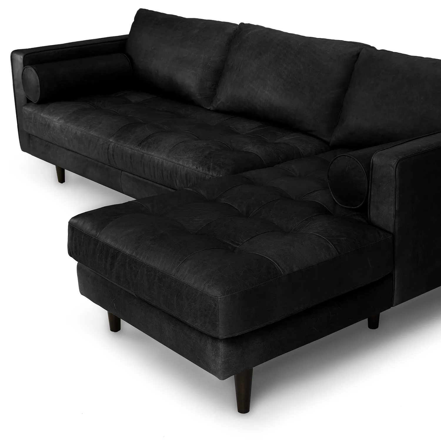 Sven 100_ Tufted Leather Right Sectional - Oxford Black - Image 6