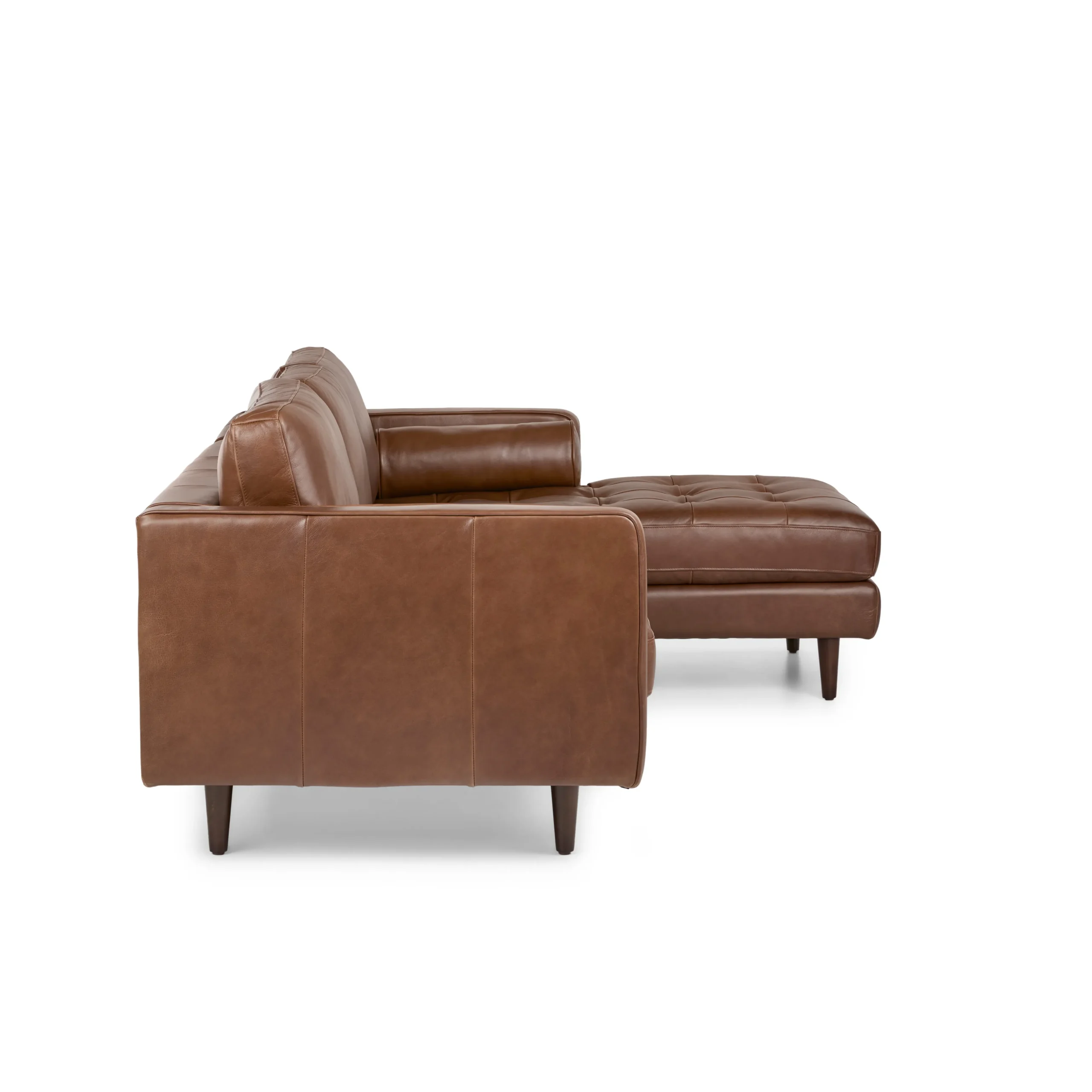 Sven 100_ Tufted Leather Right Sectional - Taos Brown - Image 6