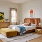 Rolph Queen Velvet Headboard - Plush Pacific Rust