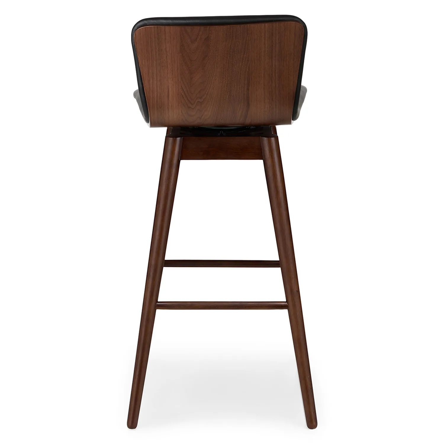 Sede Leather Swivel Bar Stool - Walnut and Black - Image 6