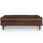 Sven 56_ Tufted Leather Bench - Charme Chocolat