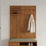 Kouva 47_ Bench and Wall Panel Storage Set - Smoked Oak and Algonquin Green