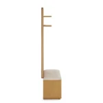 Kouva 47_ Bench and Wall Panel Storage Set - Natural Oak and Santolina Gray