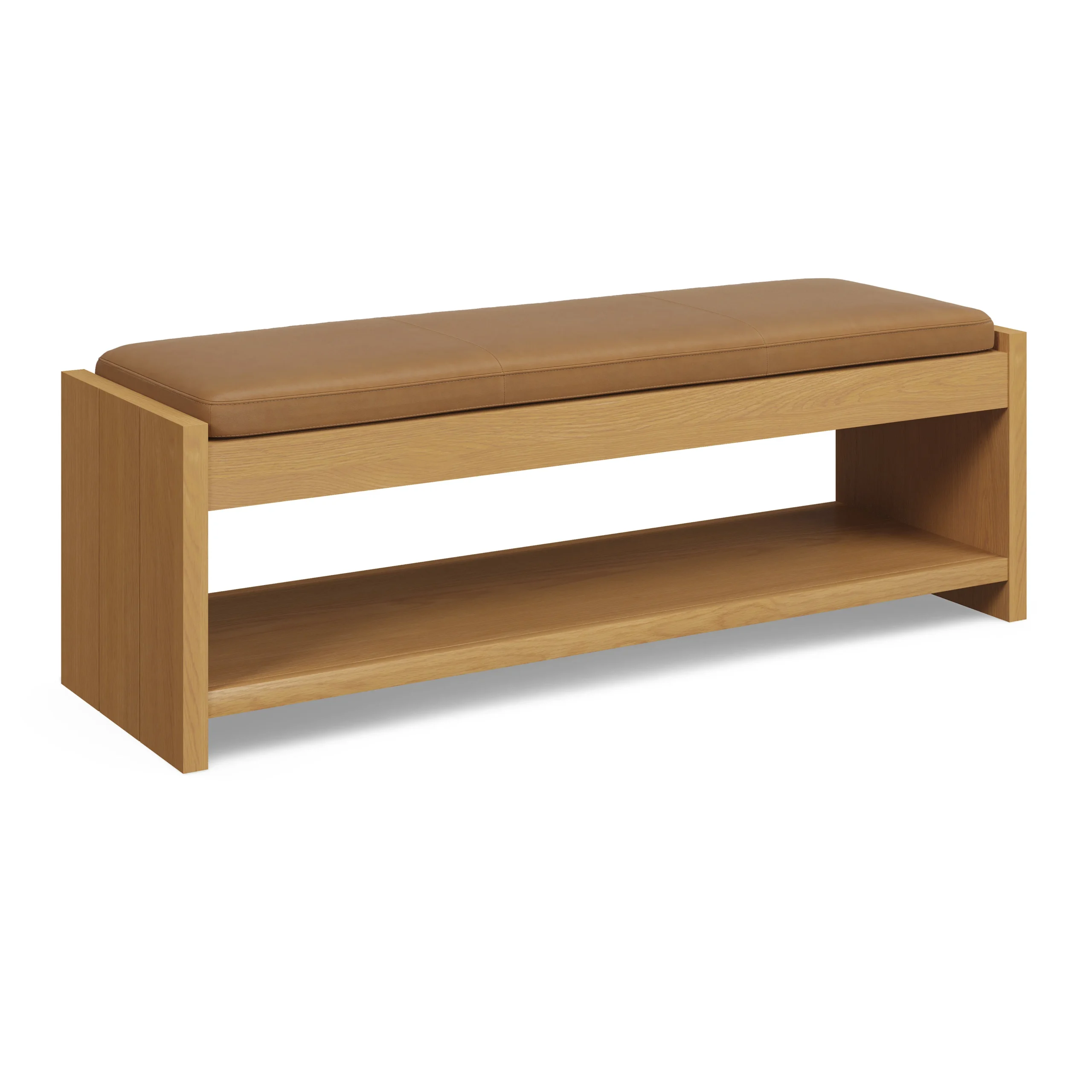 Cassie 56_ Leather Bench - Natural Oak and Charme Tan - Image 6