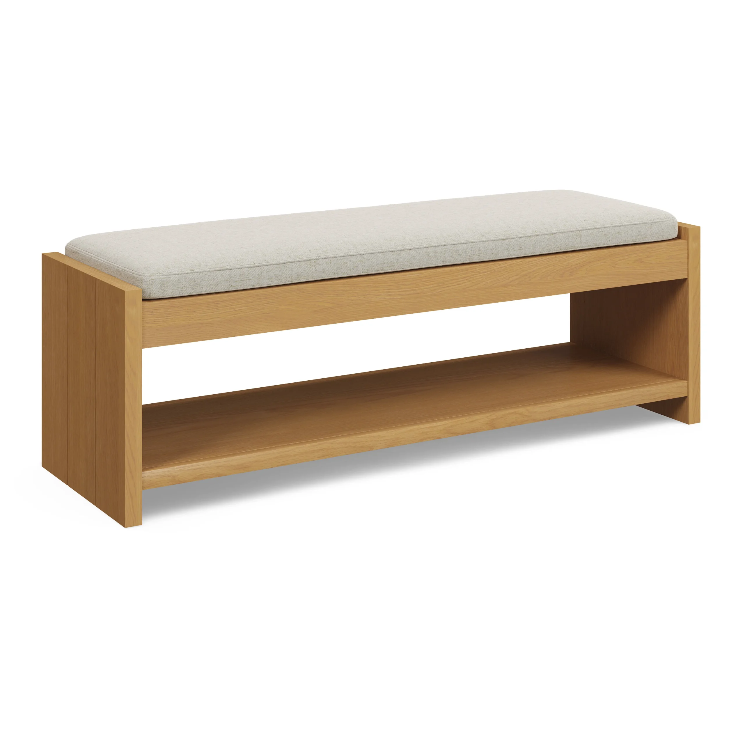 Cassie 56_ Bench - Natural Oak and Ivory Chenille - Image 6