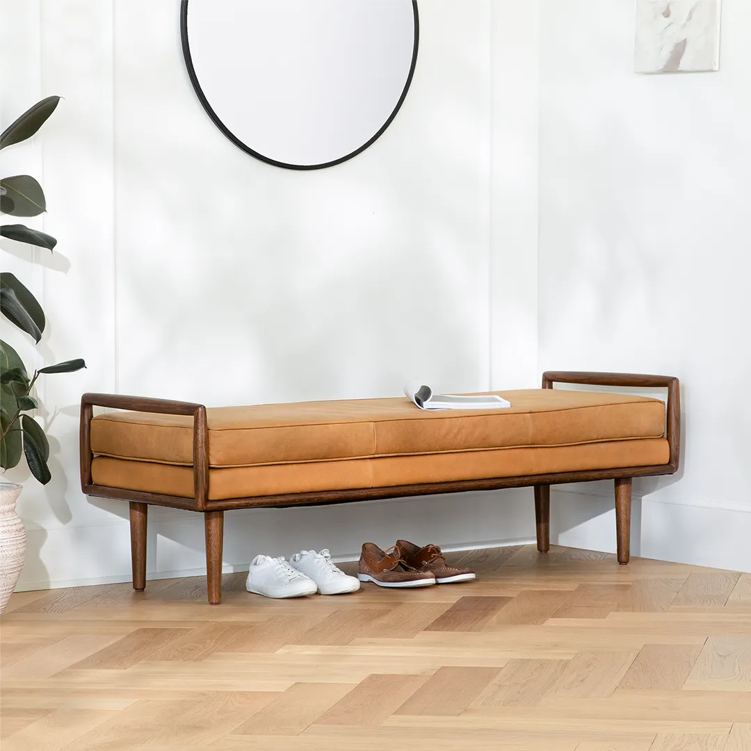 Ansa 54_ Leather Bench - Charme Tan - Image 7