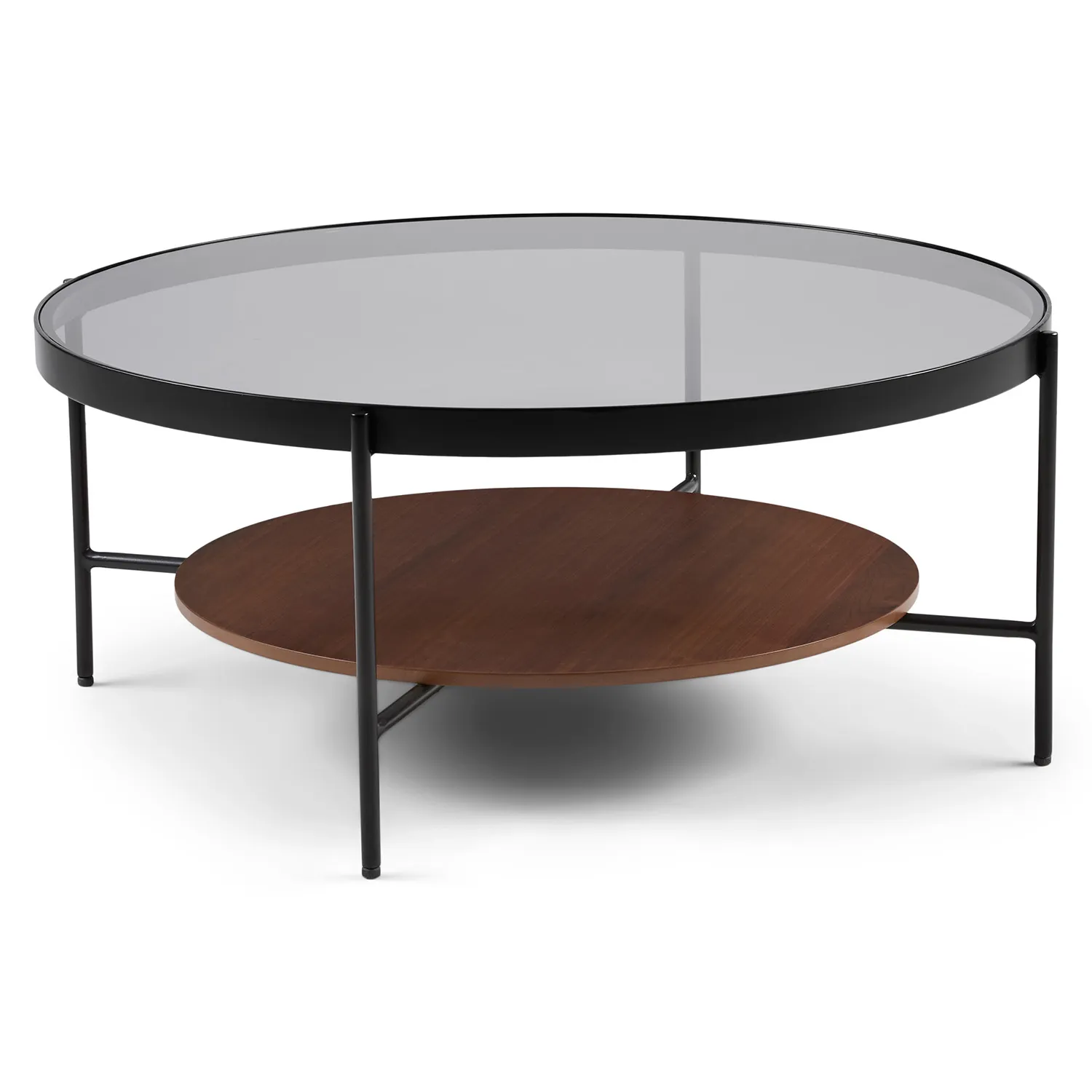 Vitri 36.5_ Glass Coffee Table - Walnut - Image 2