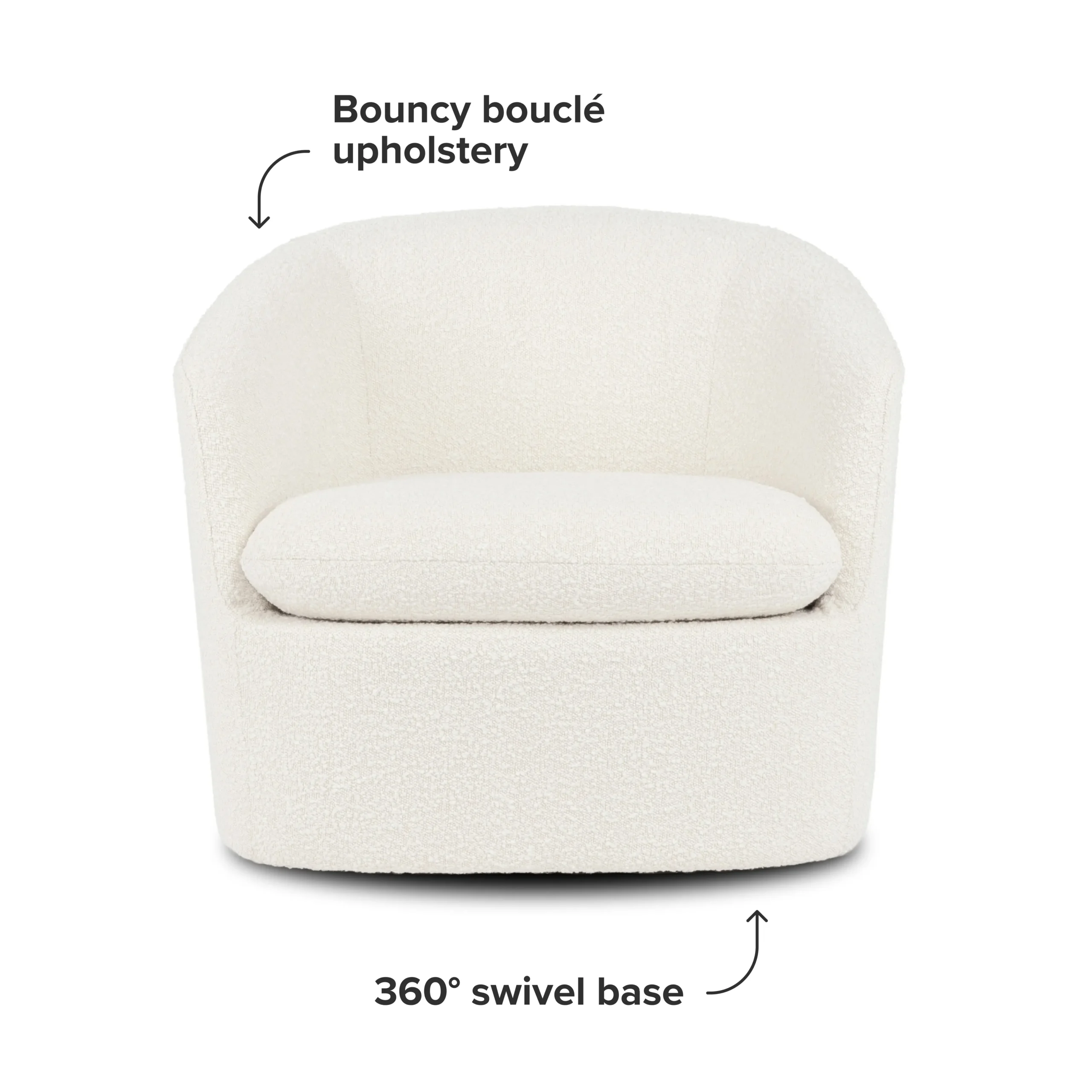Turoy 32.5_ Swivel Lounge Chair - Ivory Bouclé - Image 8