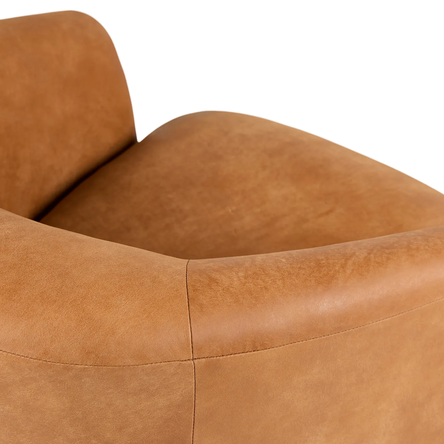Turoy 32.5_ Leather Swivel Lounge Chair - Rawhide Tan - Image 10