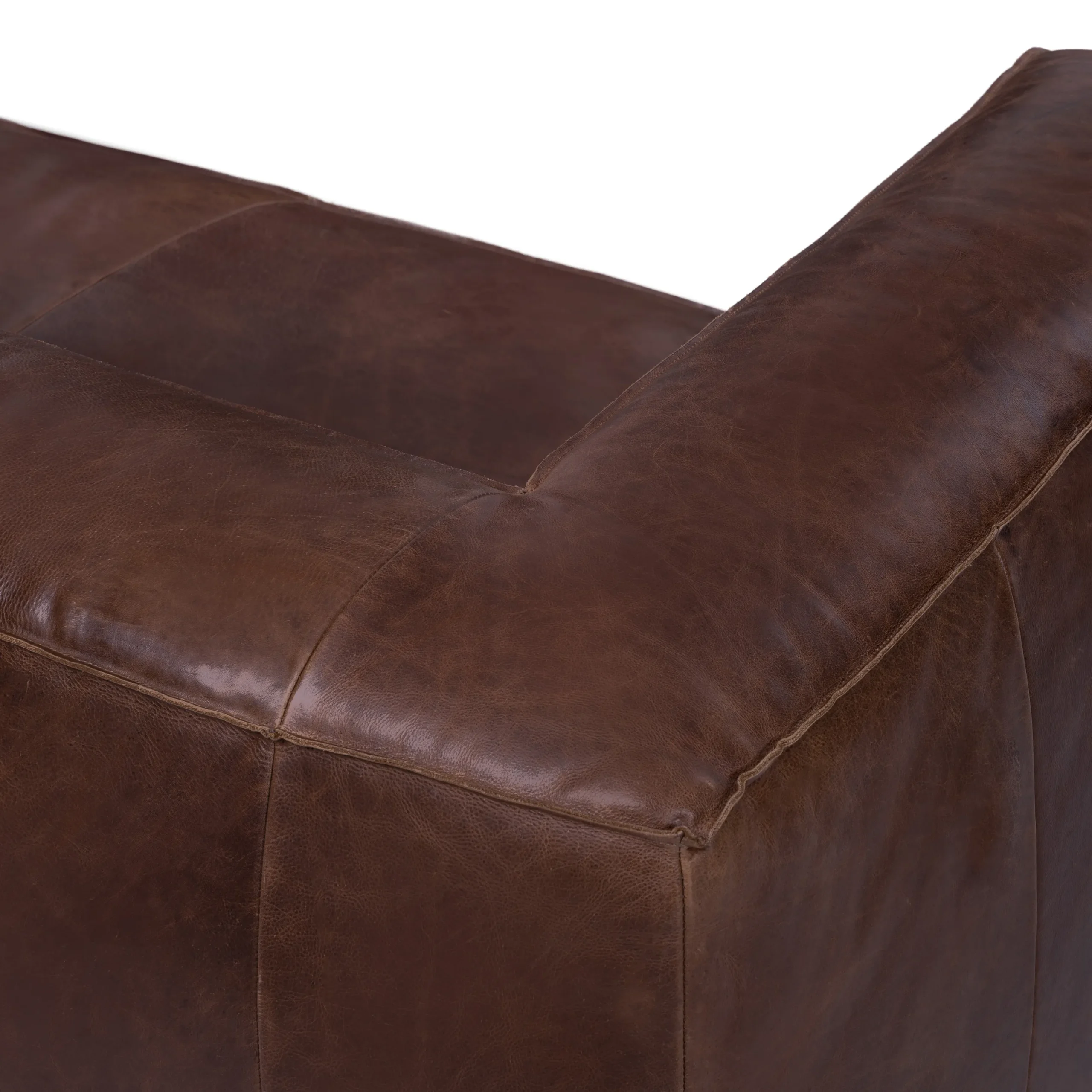 Cigar 94.5_ Leather Reversible Sectional - Indiana Brown - Image 6