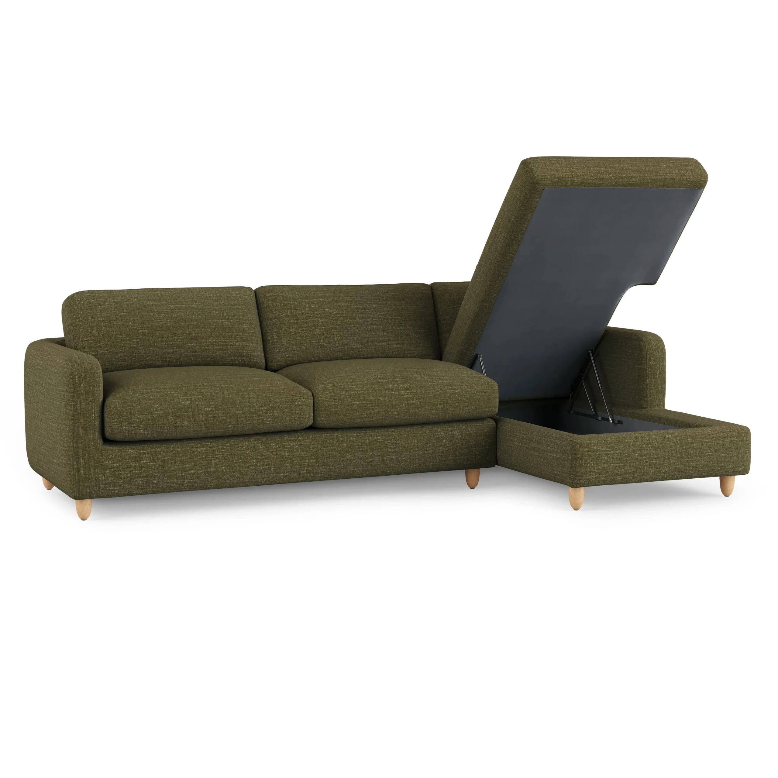 Vati 114_ Right Storage Sleeper Sectional - Natural Oak and Napa Moss - Image 6