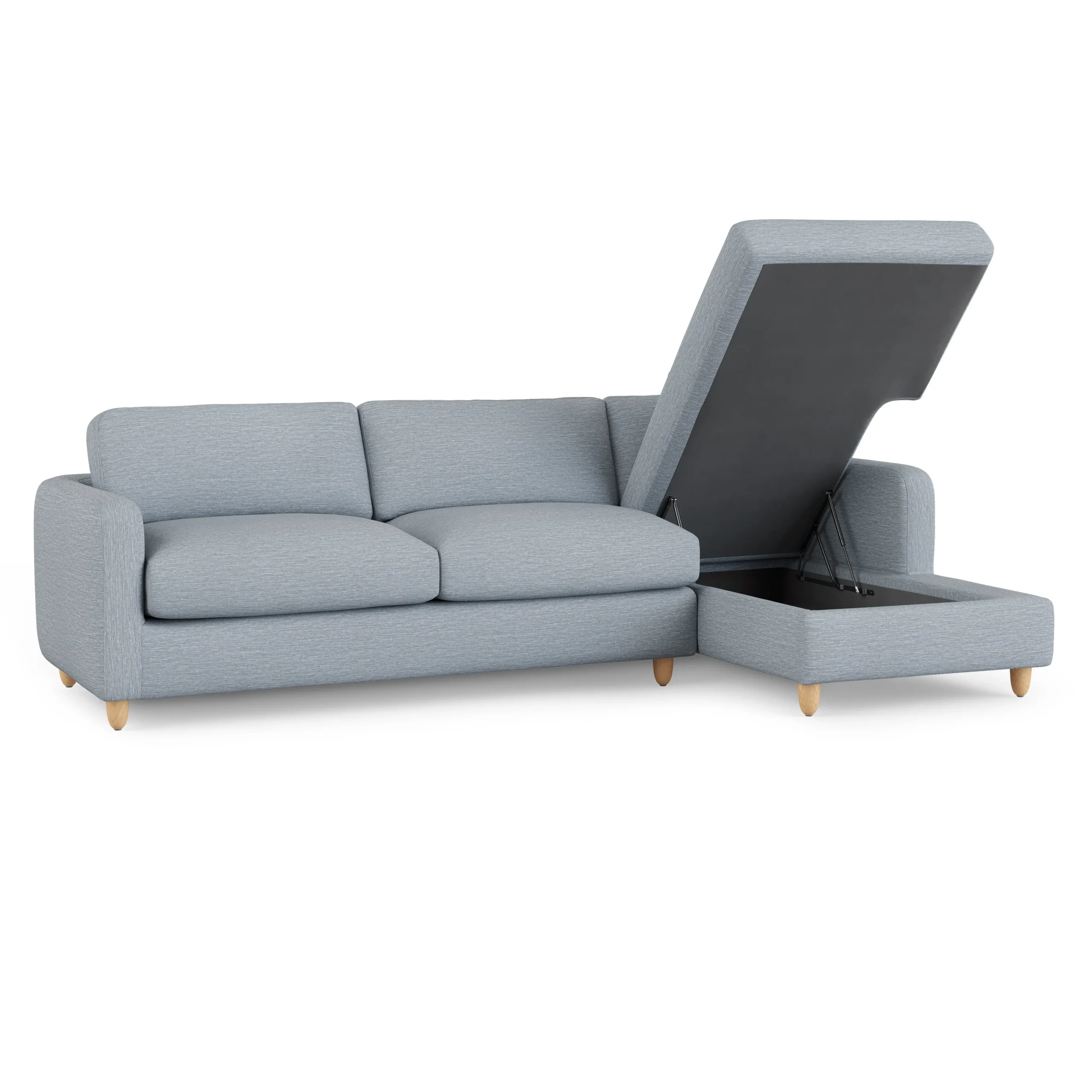 Vati 114_ Right Storage Sleeper Sectional - Natural Oak and Silver Light Blue - Image 6