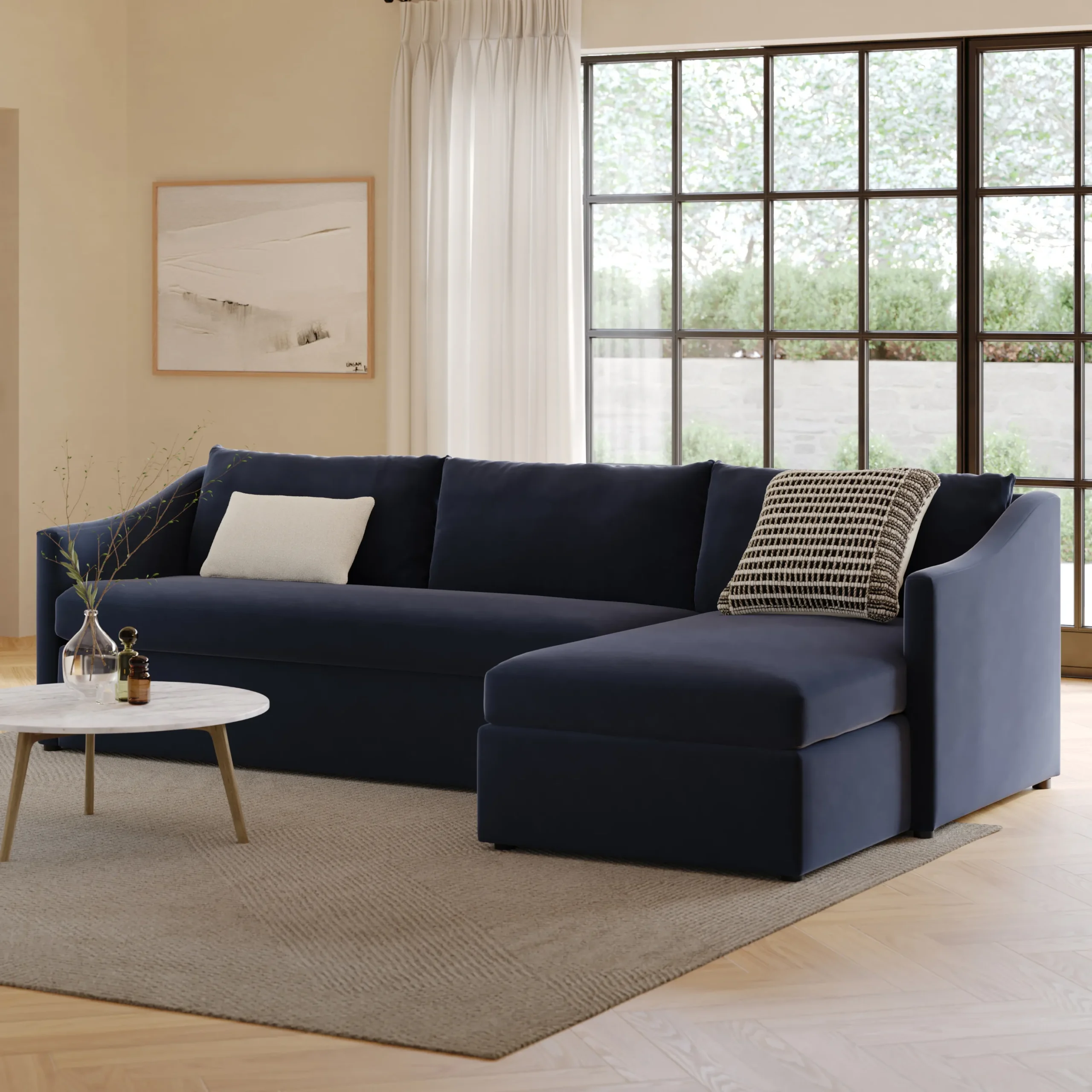 Landry 109_ Velvet Right Storage Sleeper Sectional - Hale Ink