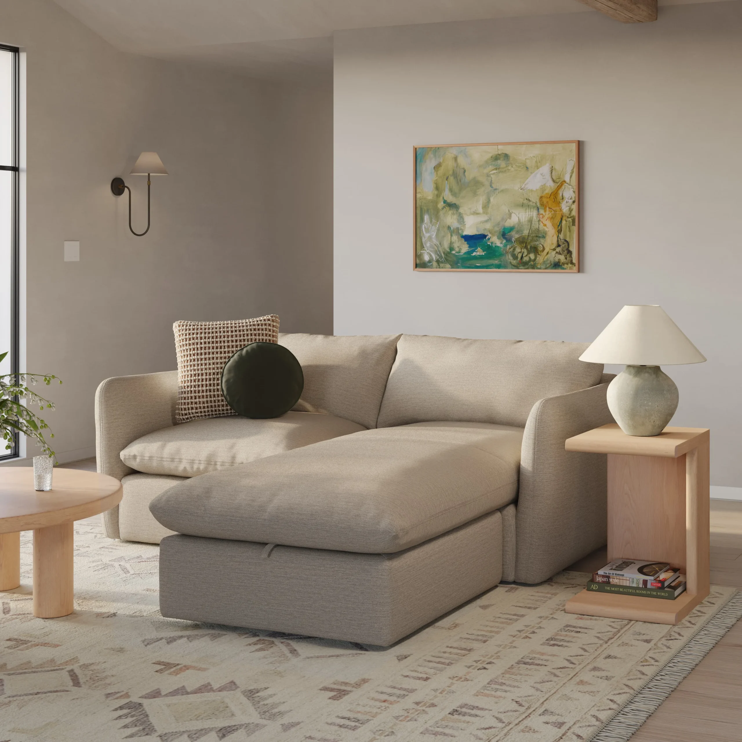 Leigh 86_ Reversible Storage Sleeper Sectional - Silver Taupe - Image 7