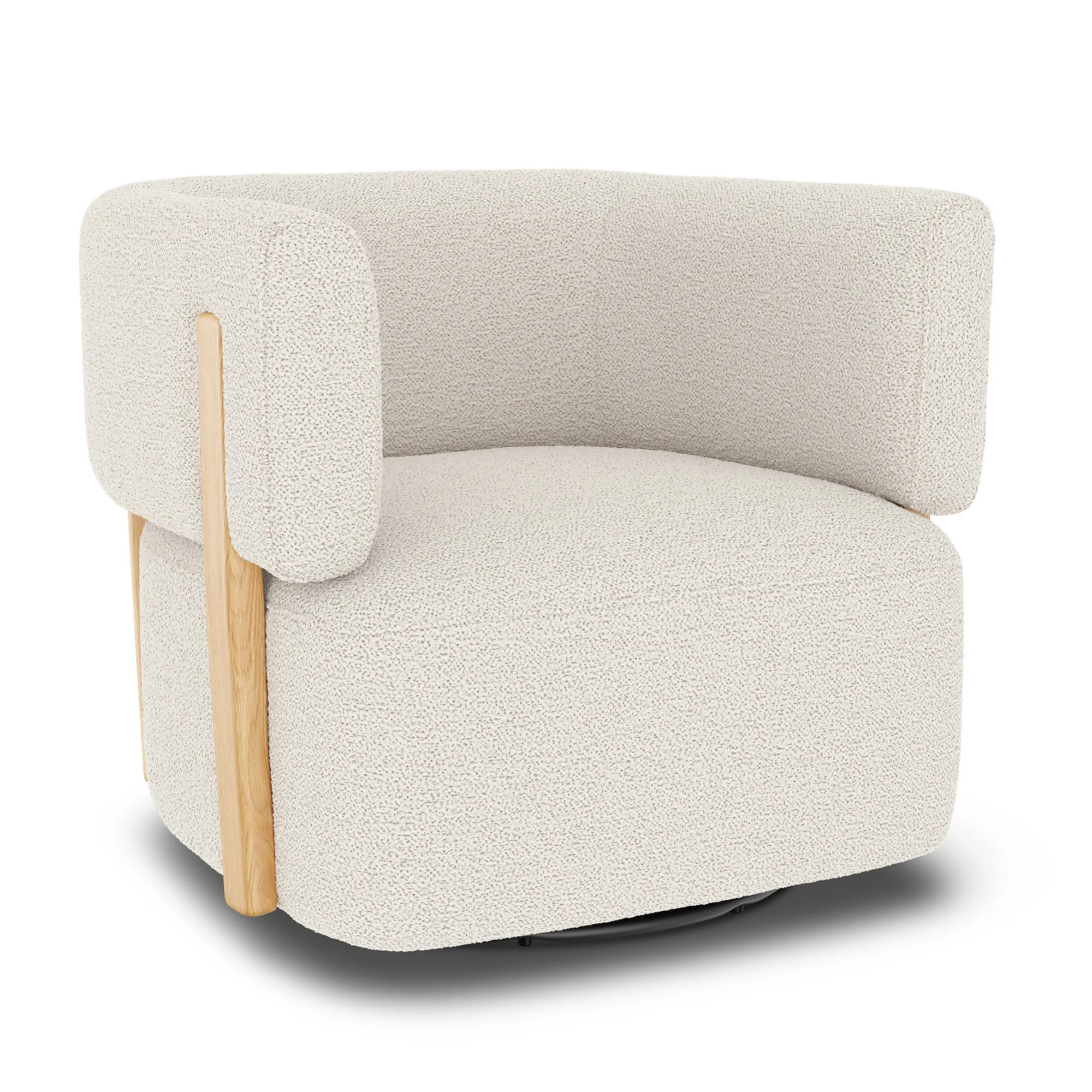 Julie 32_ Swivel Chair - Ivory Wool Bouclé - Image 9