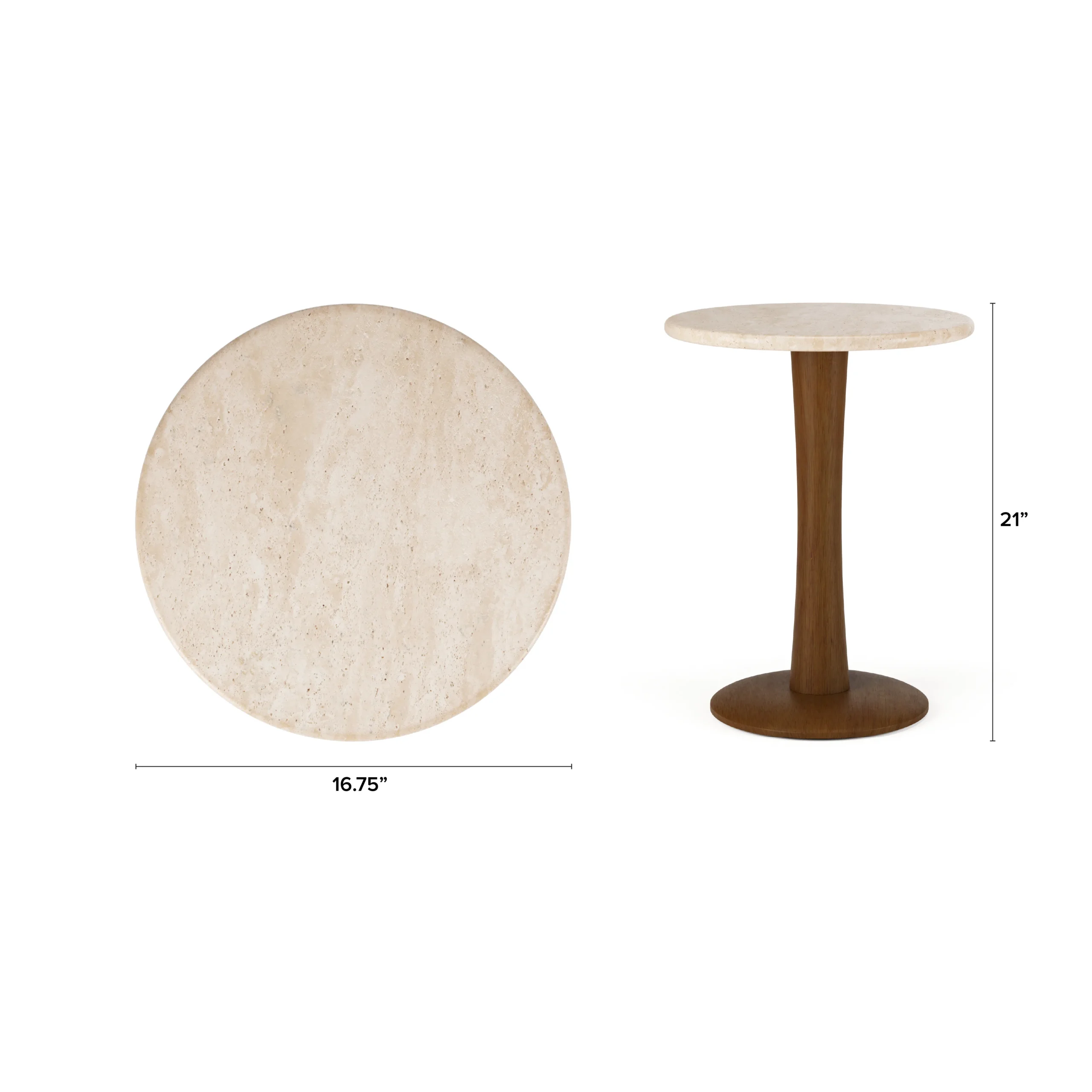 Fiore Travertine Side Table - Walnut - Image 2