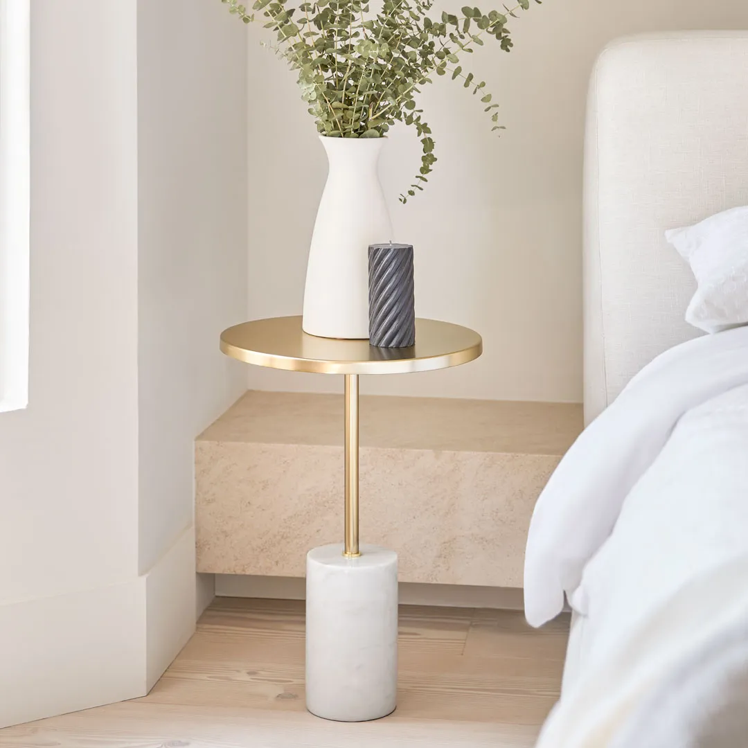 Narro Marble Side Table - Brass