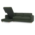 Vati 114_ Left Storage Sleeper Sectional - Natural Oak and Green Wool Bouclé
