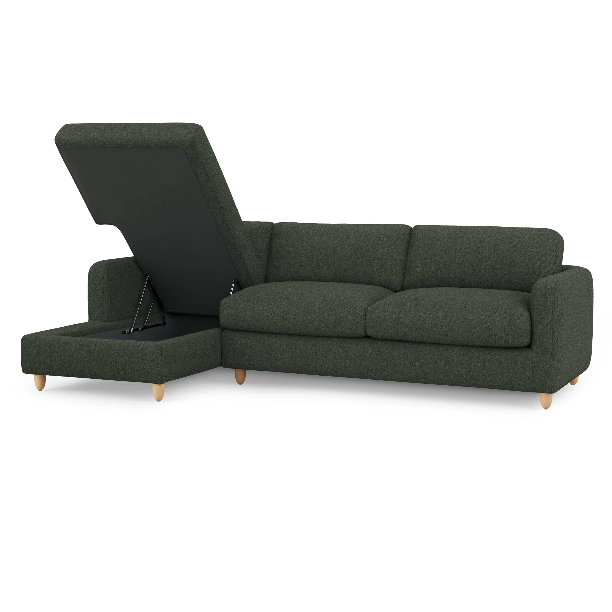Vati 114_ Left Storage Sleeper Sectional - Natural Oak and Green Wool Bouclé - Image 6
