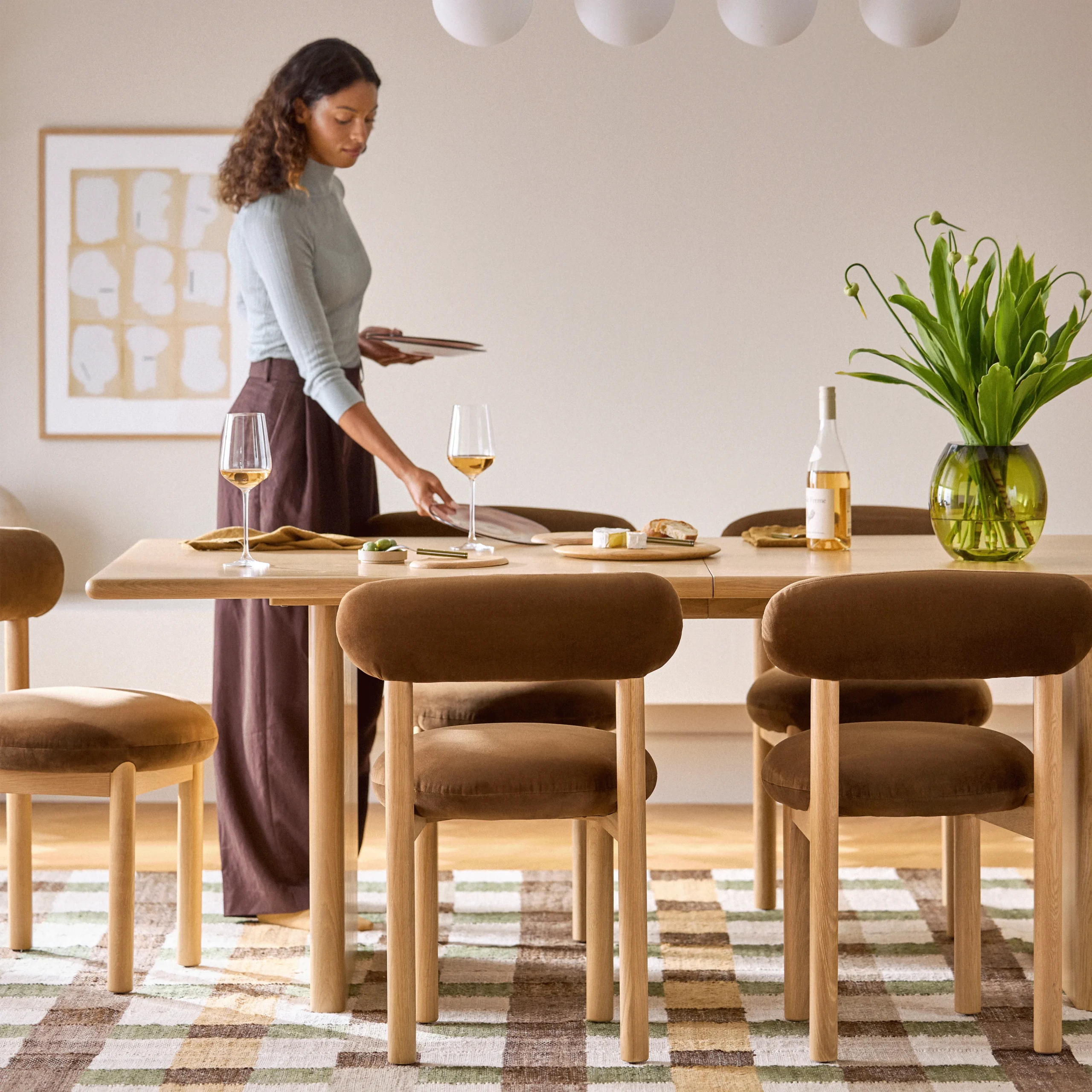 Munk Velvet Dining Chair - White Oak and Hale Earth - Image 6