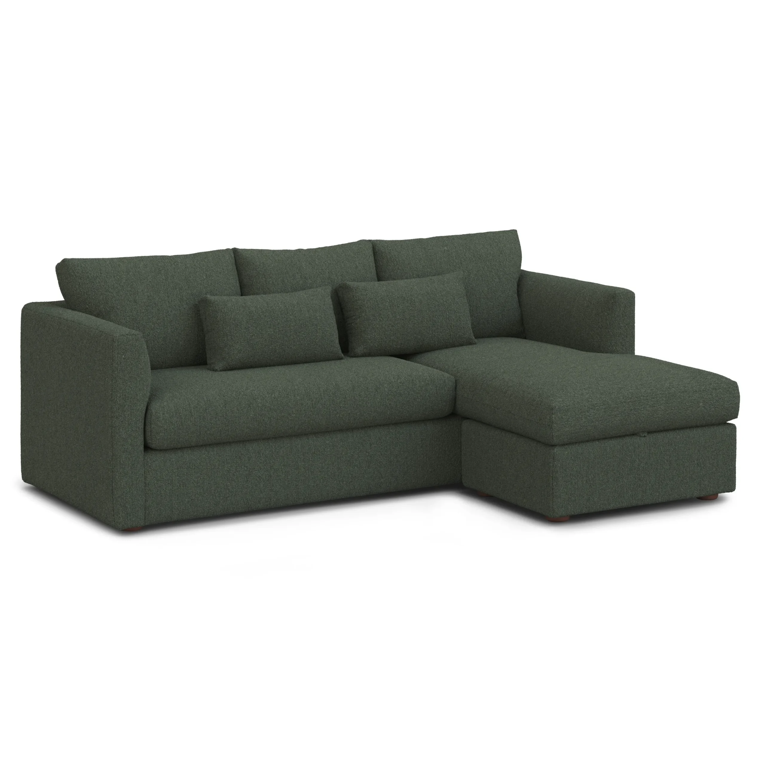 Marina 90_ Reversible Storage Sleeper Sectional - Green Wool Bouclé - Image 6