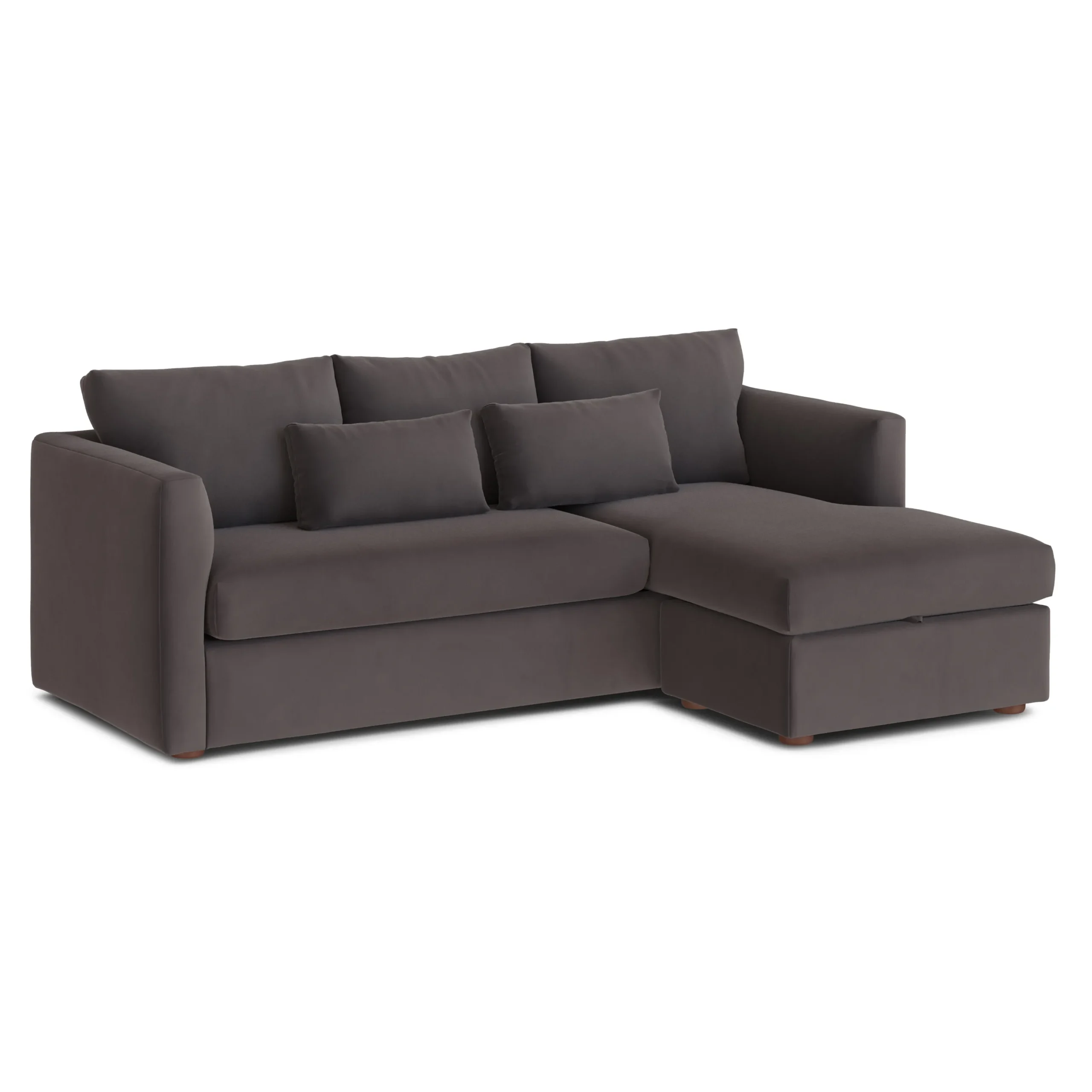 Marina 90_ Velvet Reversible Storage Sleeper Sectional - Hale Warm Gray - Image 6