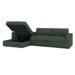 Riley 118_ Left Storage Sleeper Sectional - Green Wool Bouclé
